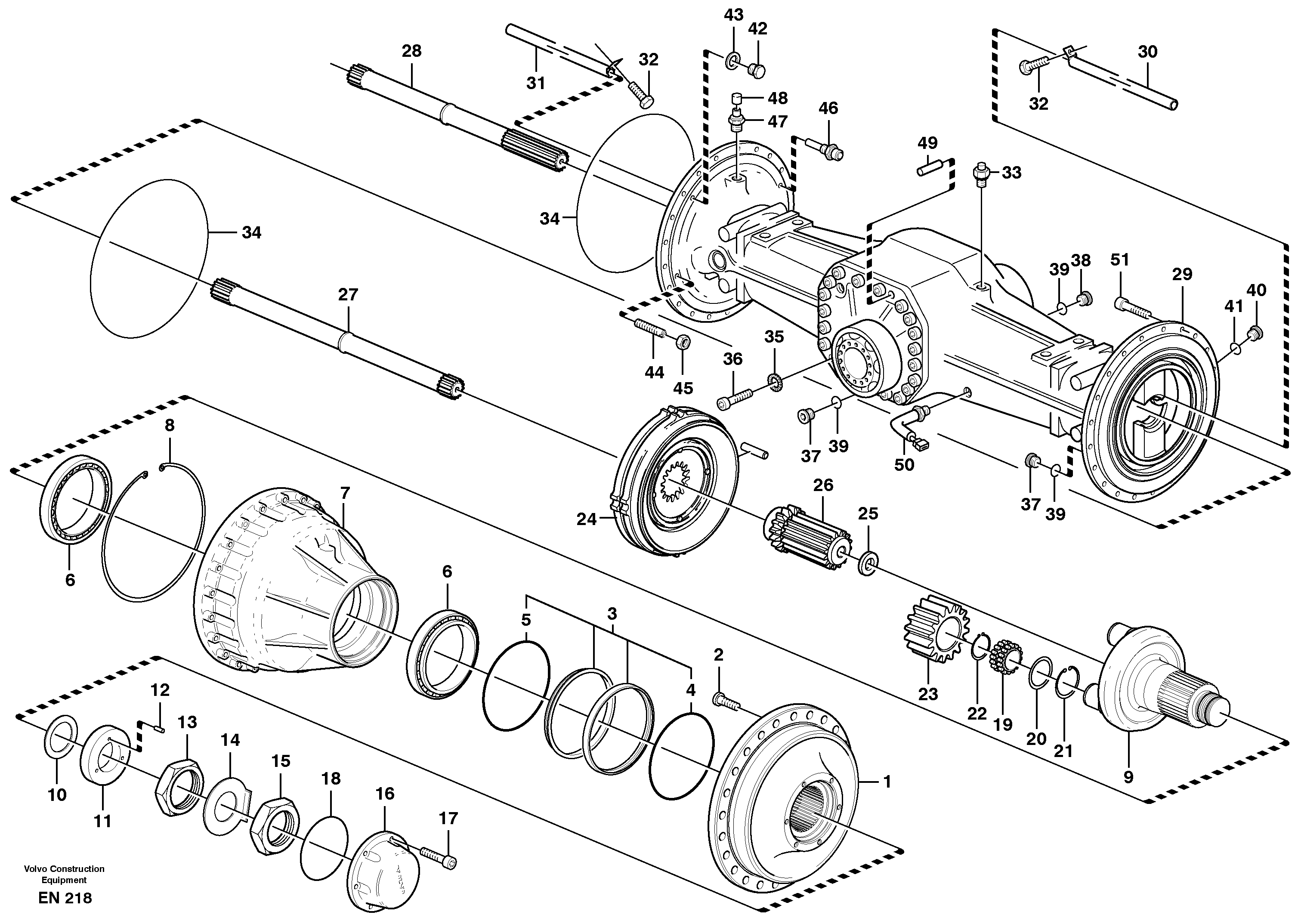 Planet shaft, rear — volvo parts diagram
