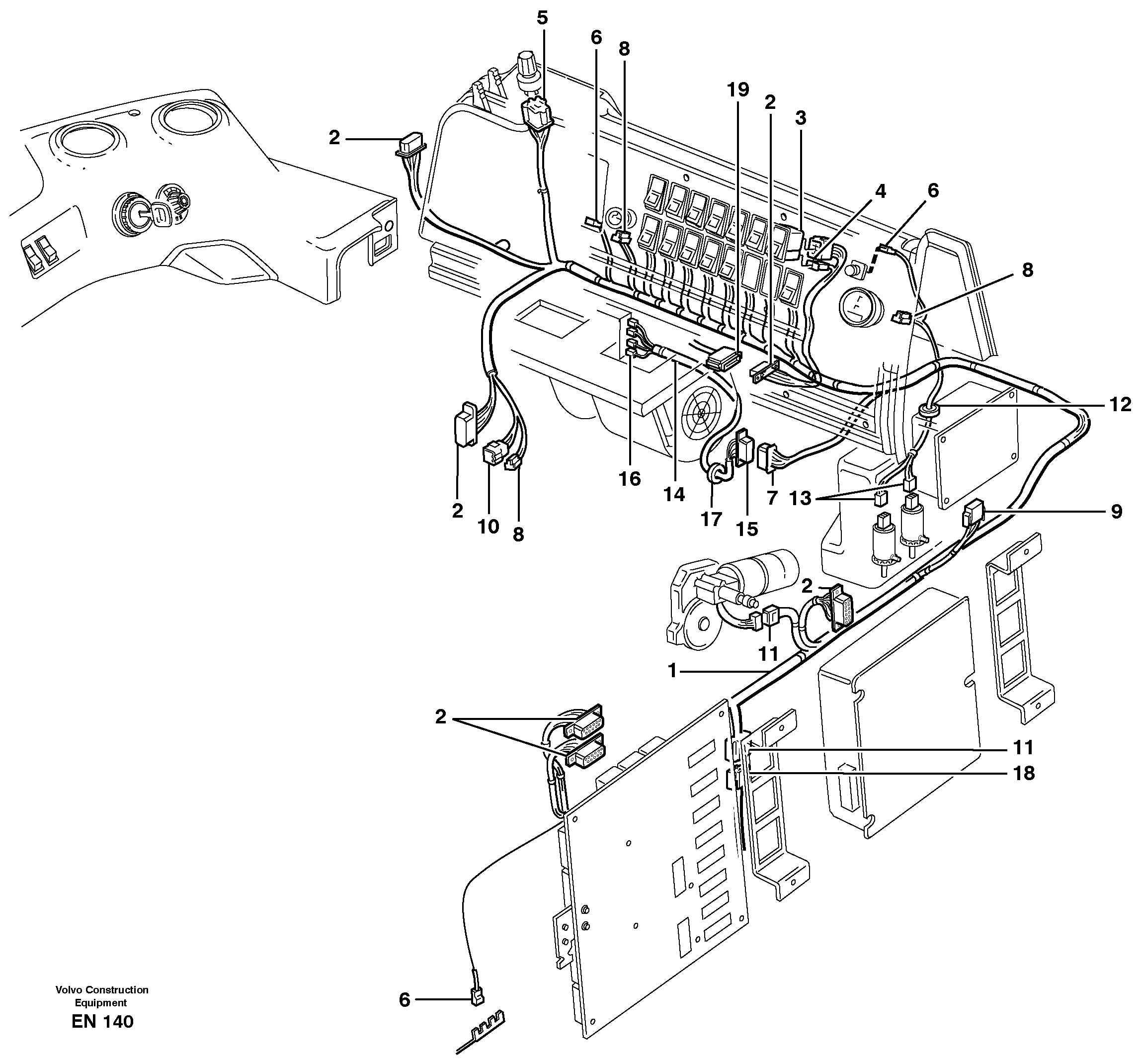 Cable harnesses, control panel — volvo parts diagram