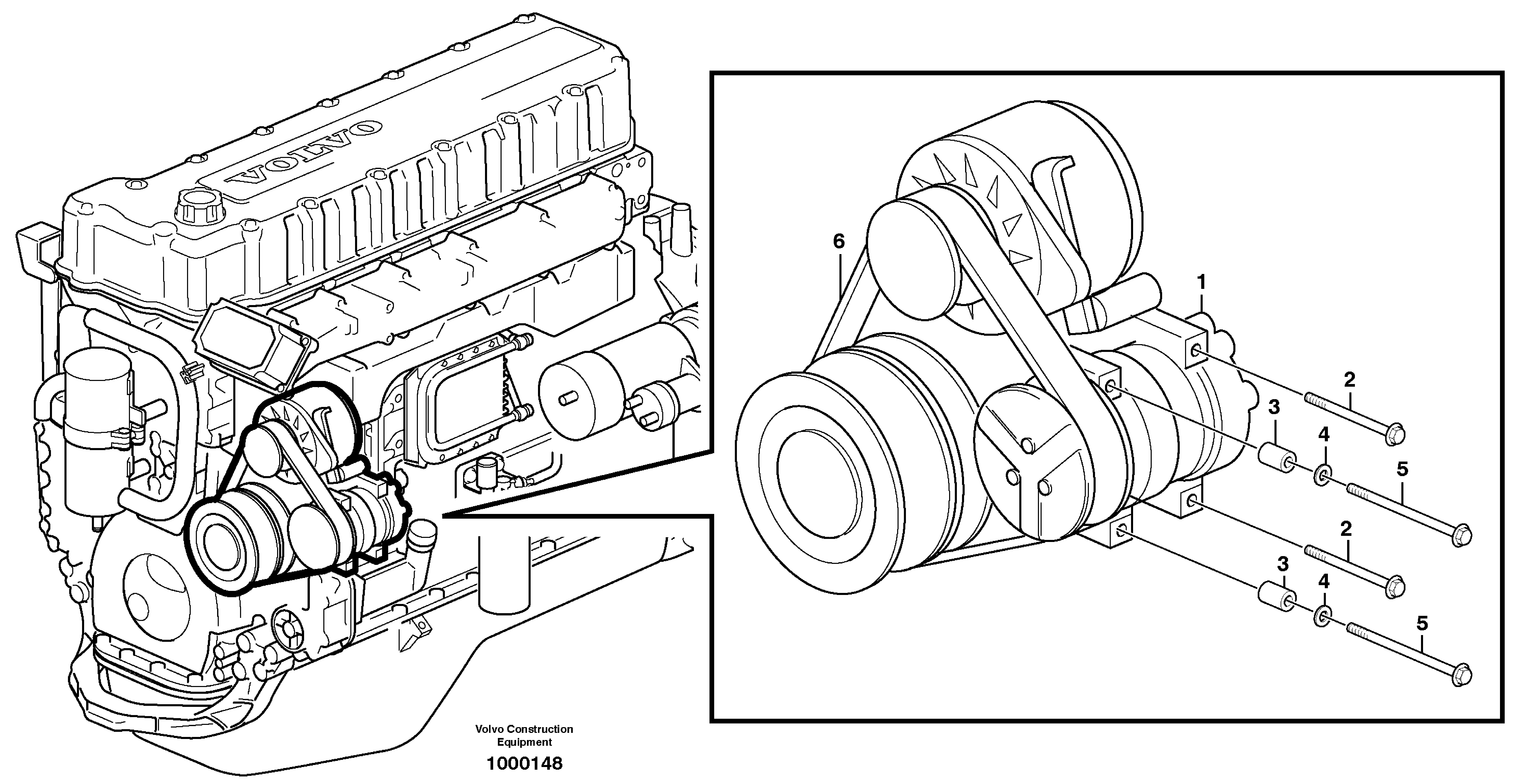 Compressor for cooling agent R134a with fitting parts.  80848, 82778 — volvo parts diagram