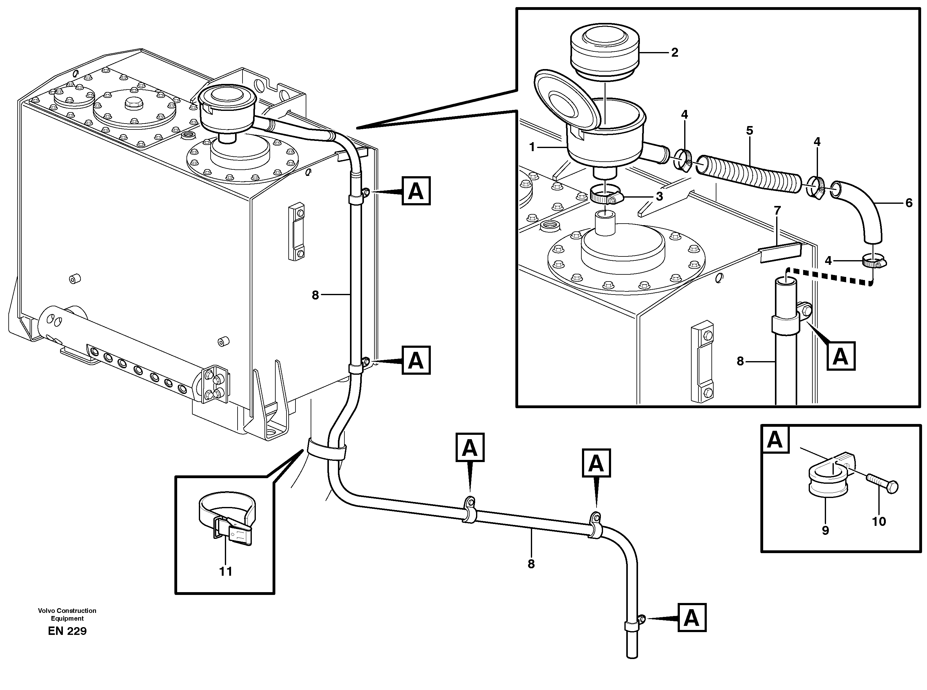 Hydraulic fluid tank, ventilation — volvo parts diagram