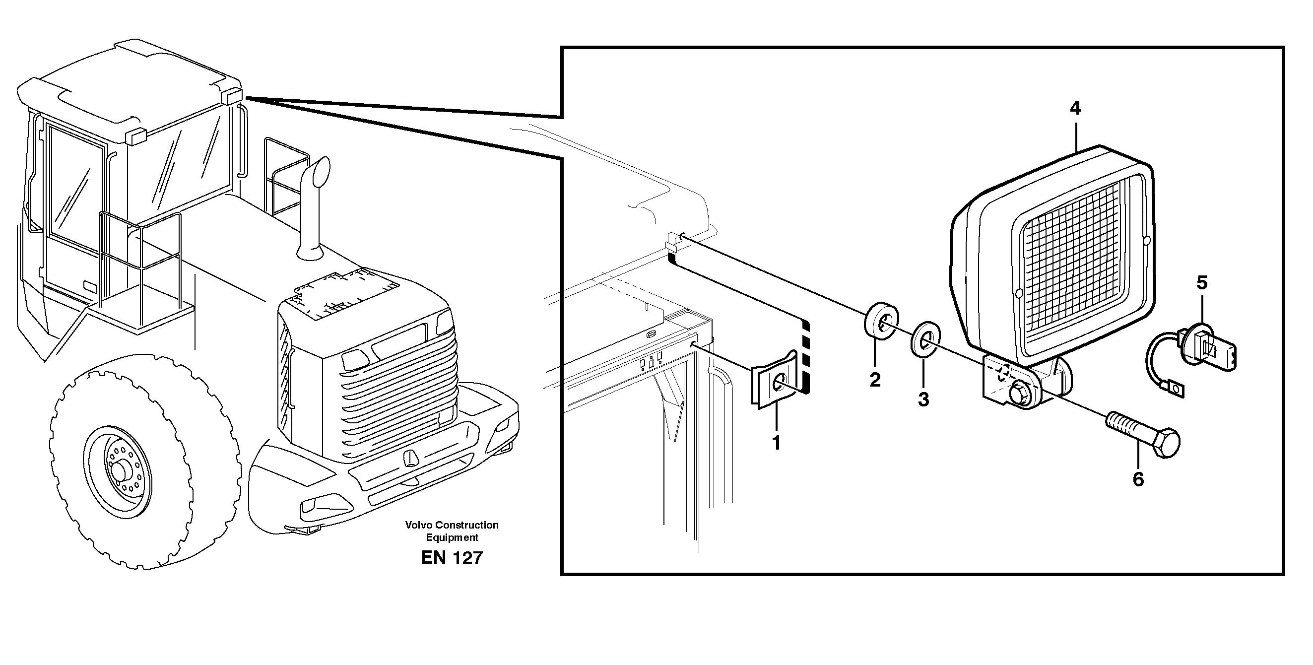 Work lights, rear. 80943 — volvo parts diagram