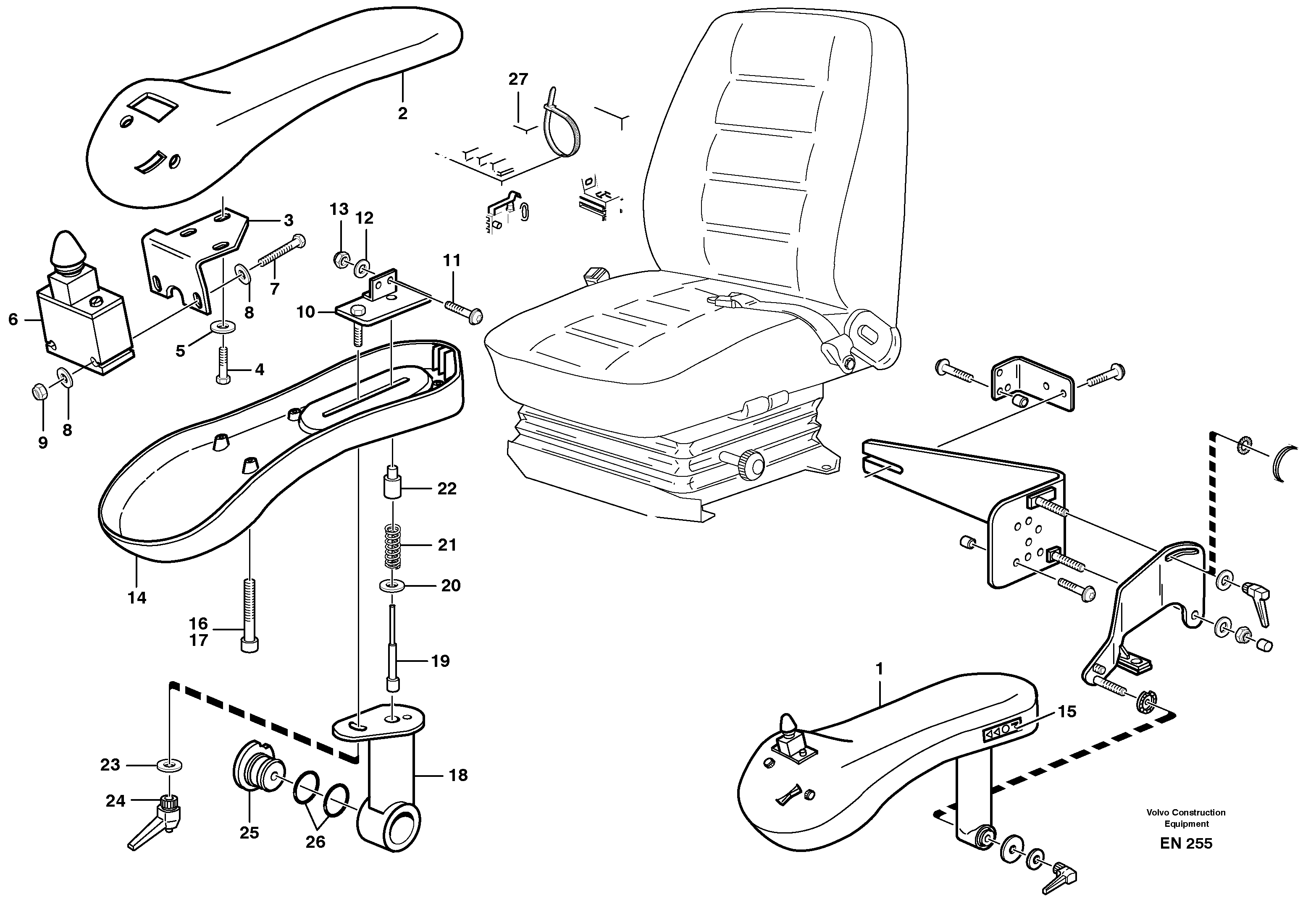 CDC - steering. Arm rest with fitting parts.  80266 — volvo parts diagram