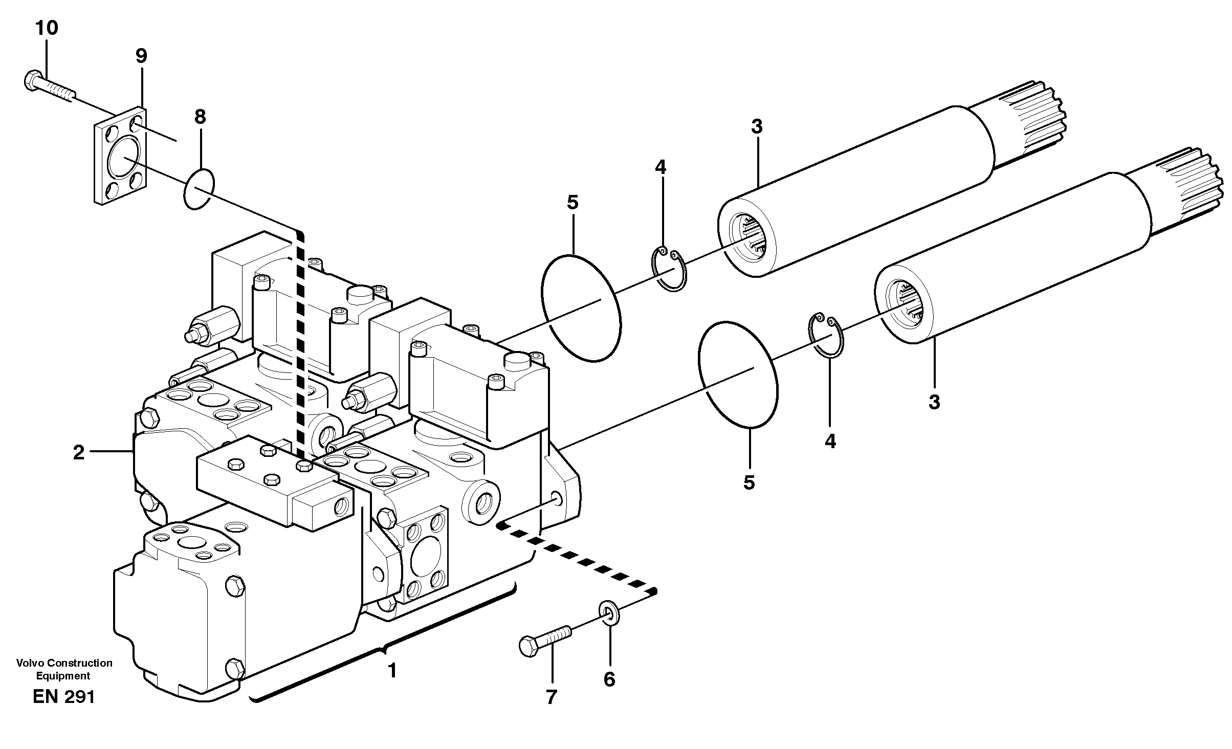 Hydraulic pump with fitting parts — volvo parts diagram