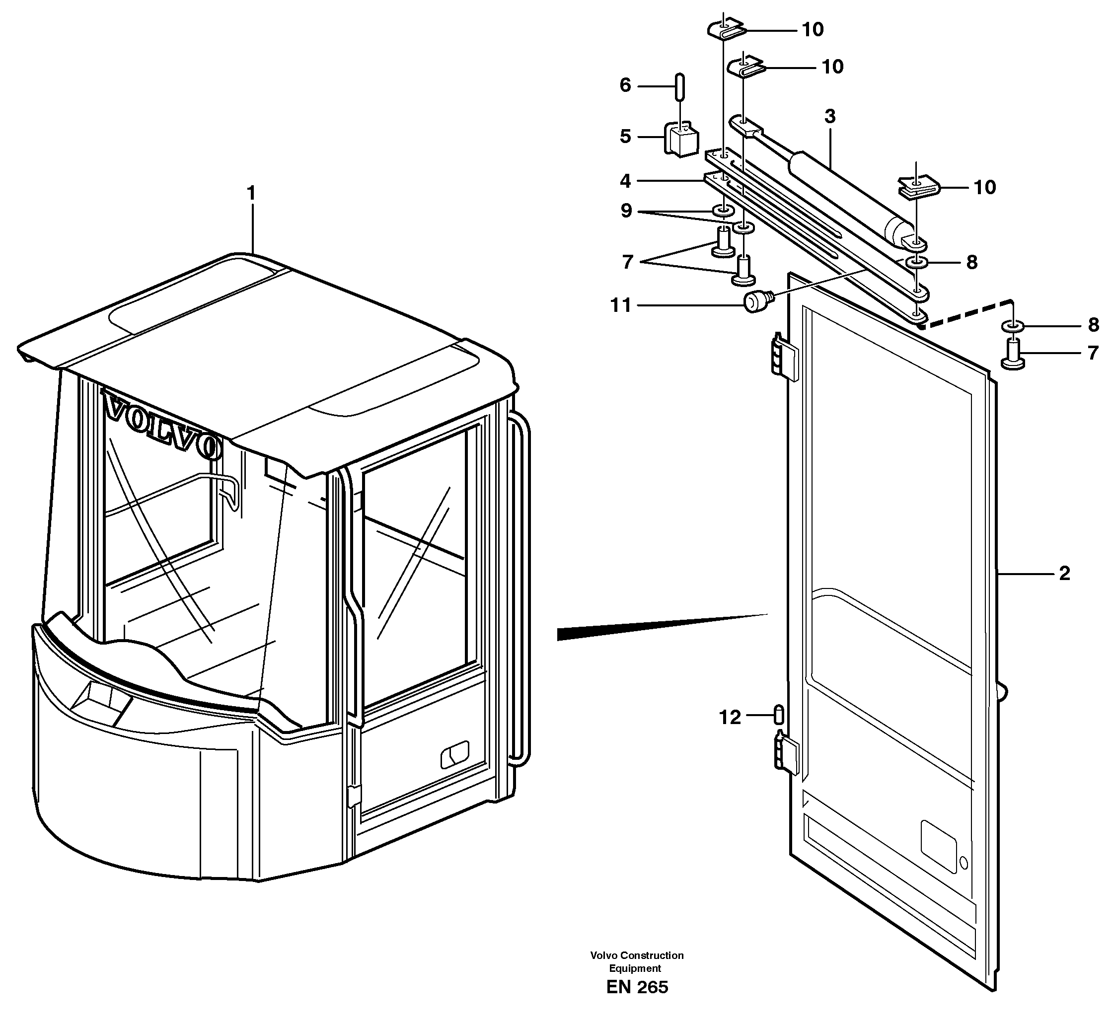 Door with fitting parts — volvo parts diagram