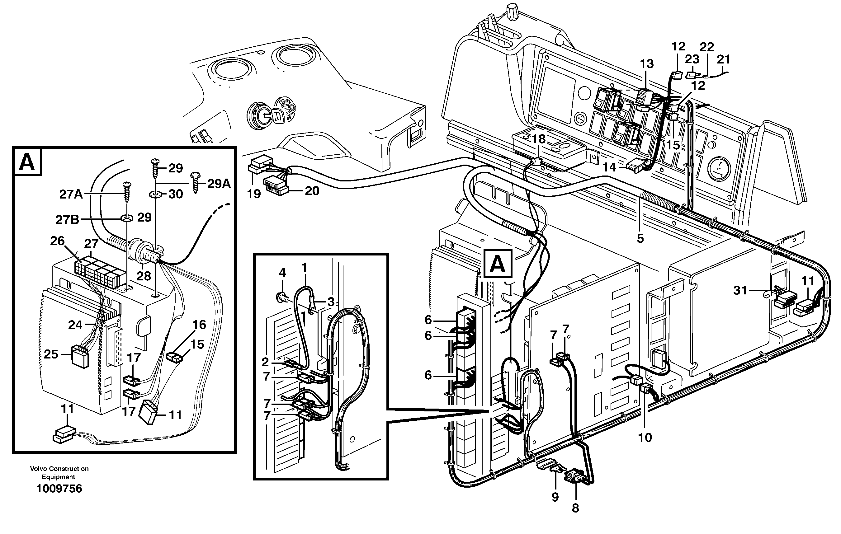 Cable harnesses, cab — volvo parts diagram