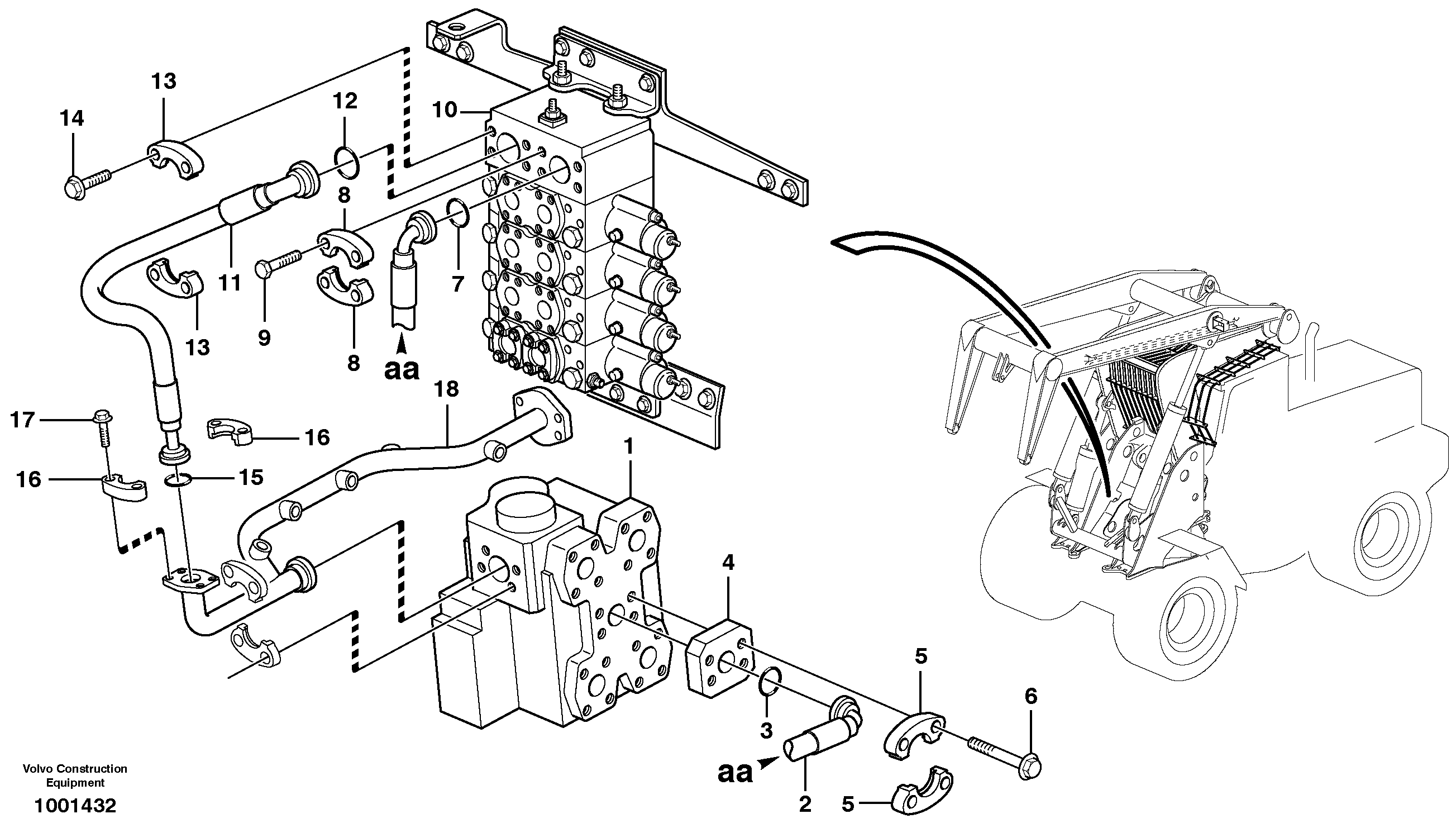 Feed- and return lines - control valve — volvo parts diagram