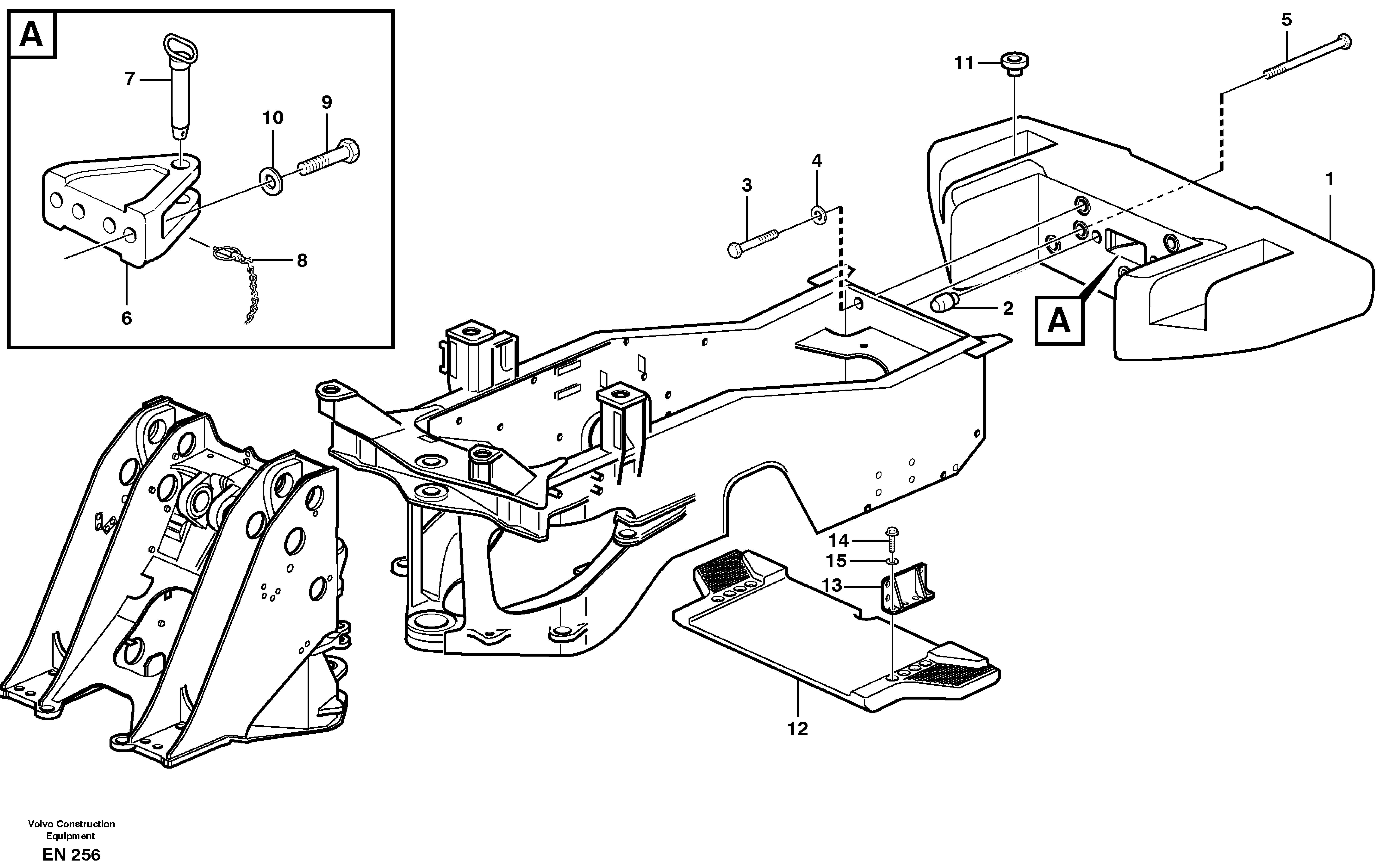Rear hitch and counterweight — volvo parts diagram