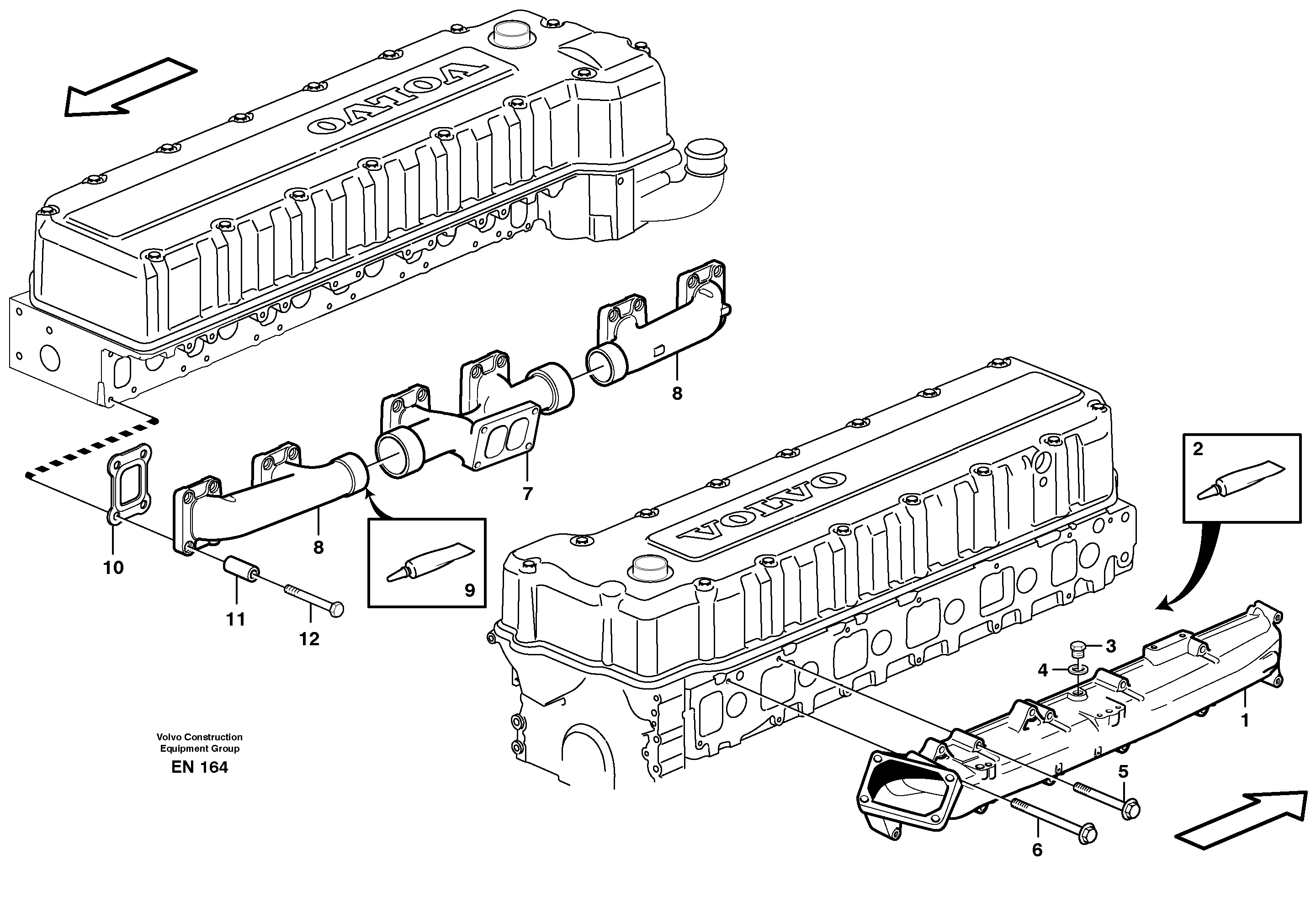 Inlet manifold and exhaust manifold — volvo parts diagram