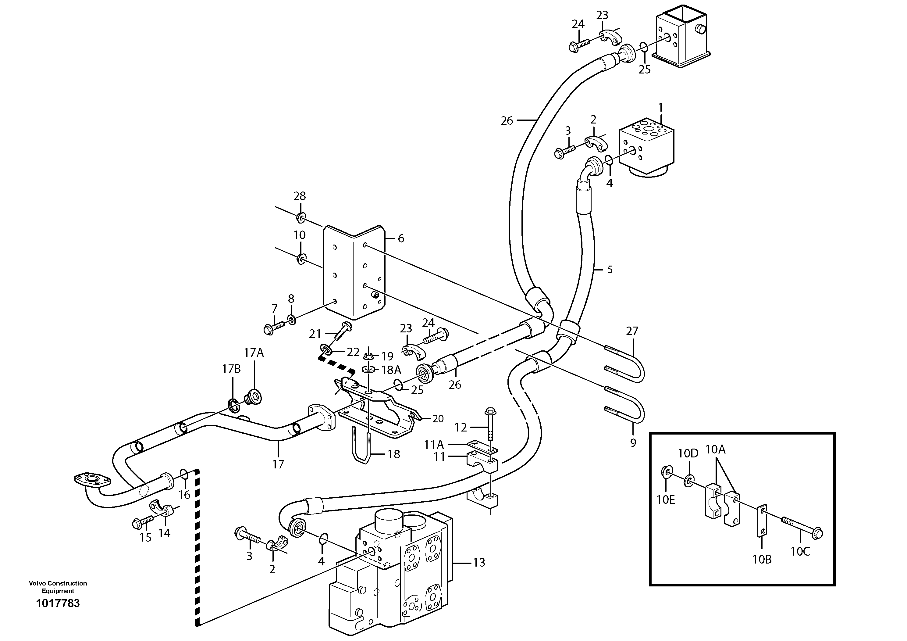 Feed- and return lines - control valve — volvo parts diagram