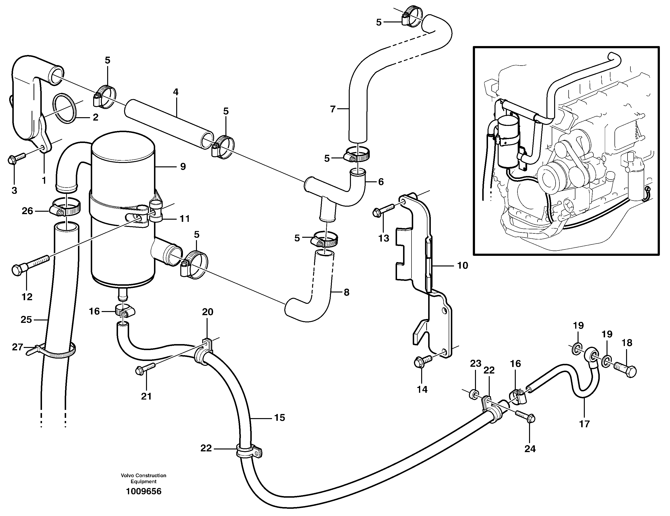 Crankcase ventilation.  8188170 ENG 238055 - E PROD — volvo parts diagram