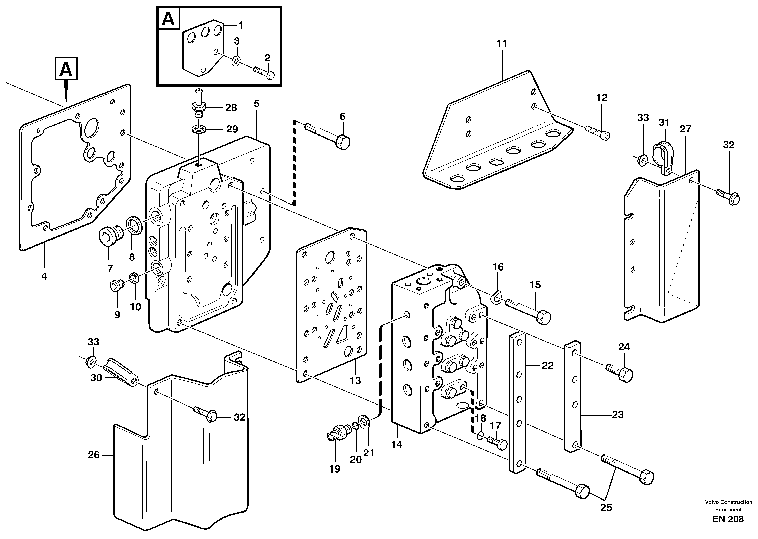 Range selector valve with fitting parts — volvo parts diagram