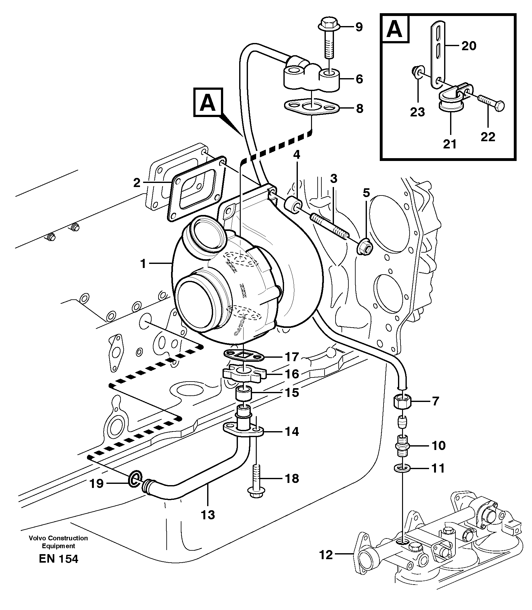Turbocharger with fitting parts — volvo parts diagram