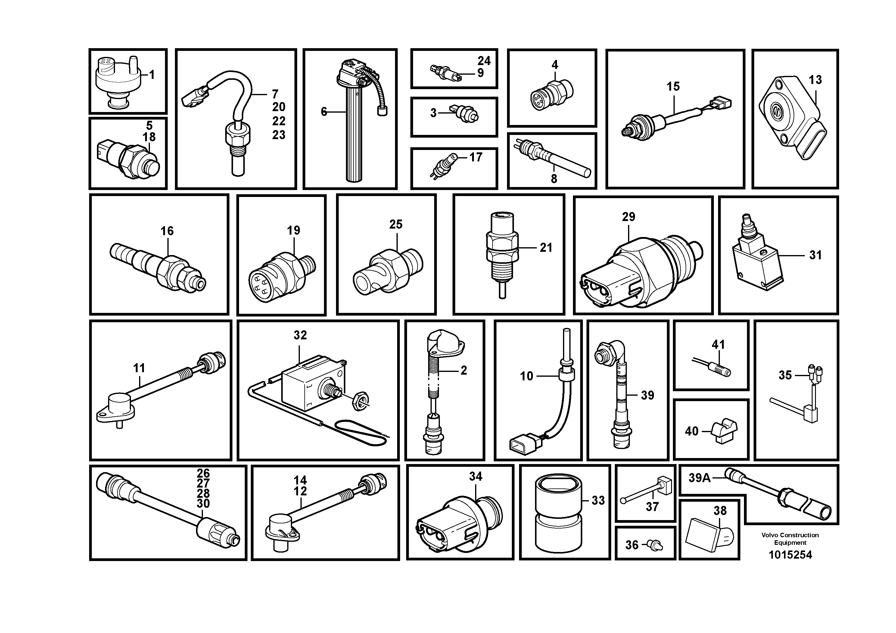 Sensors, reference list — volvo parts diagram