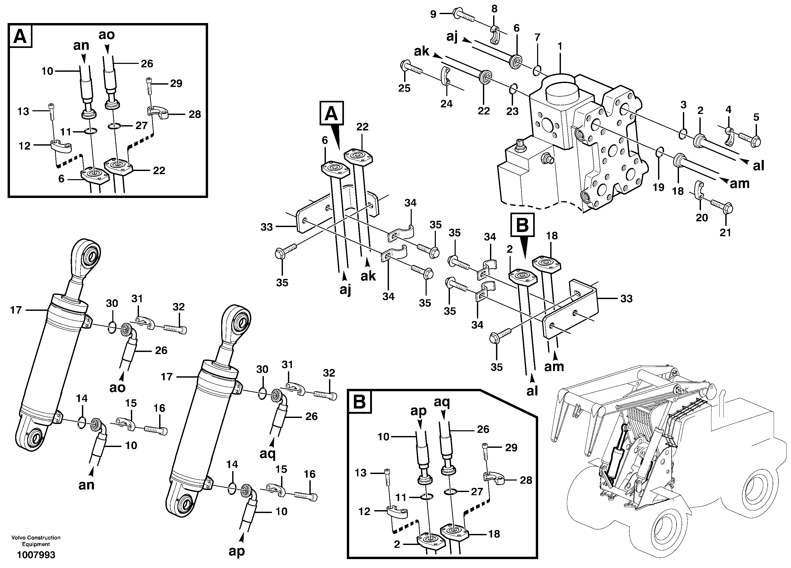 Working hydraulics, tilt function — volvo parts diagram