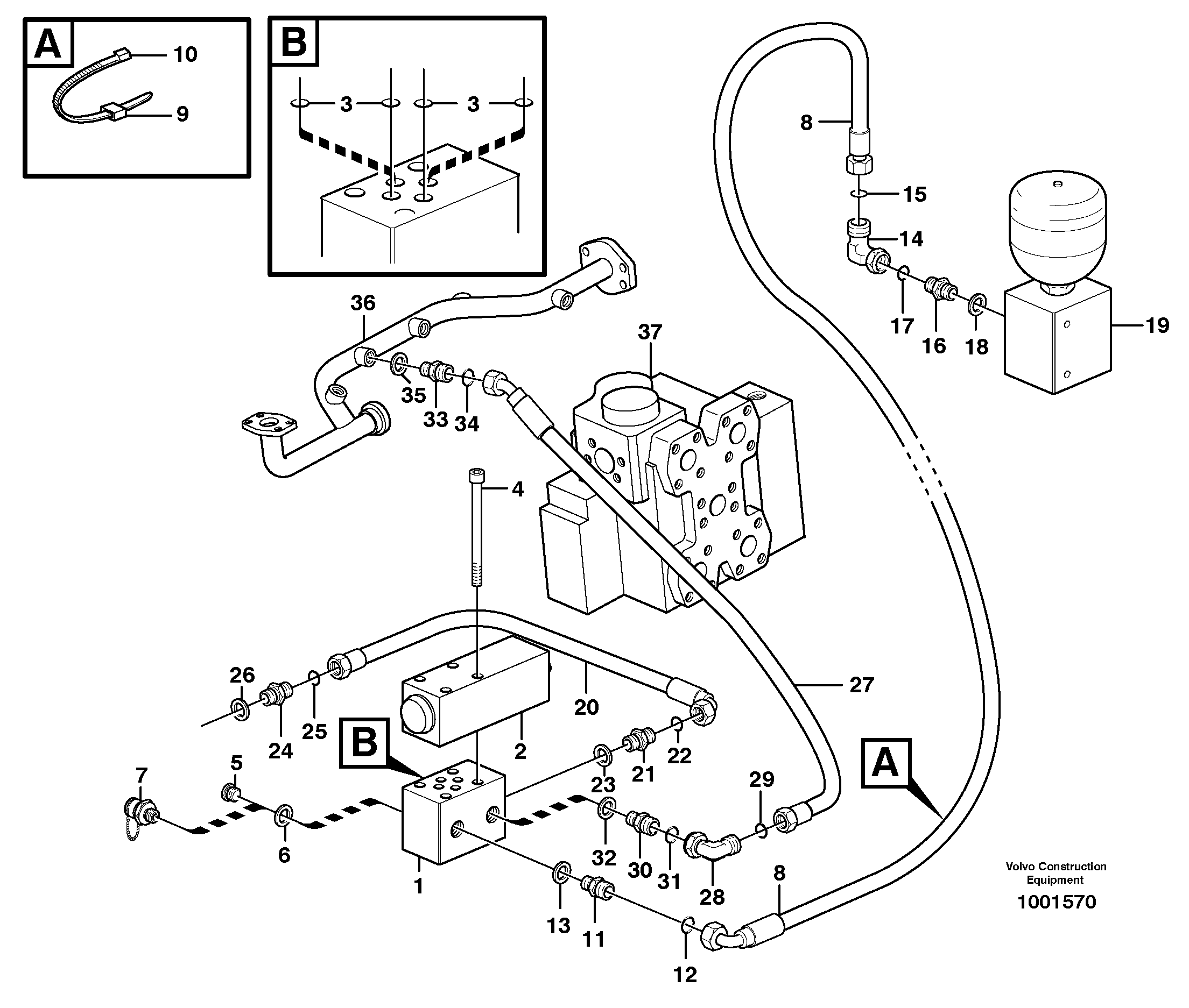 Servo system, diff. lock  SER NO - 6095, SER NO 6302 - — volvo parts diagram