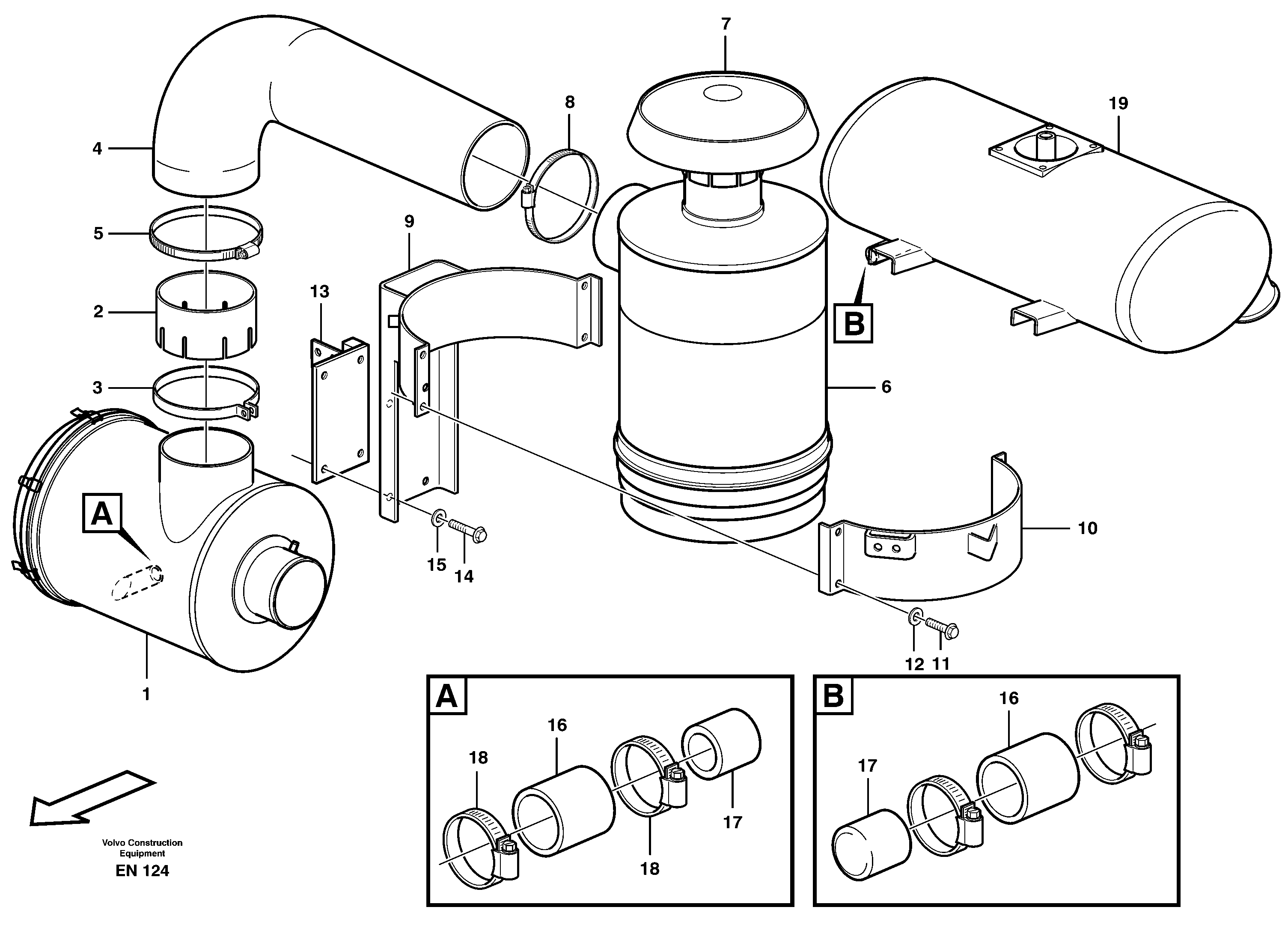 Oil-bath precleaner. 80329, 82974 — volvo parts diagram