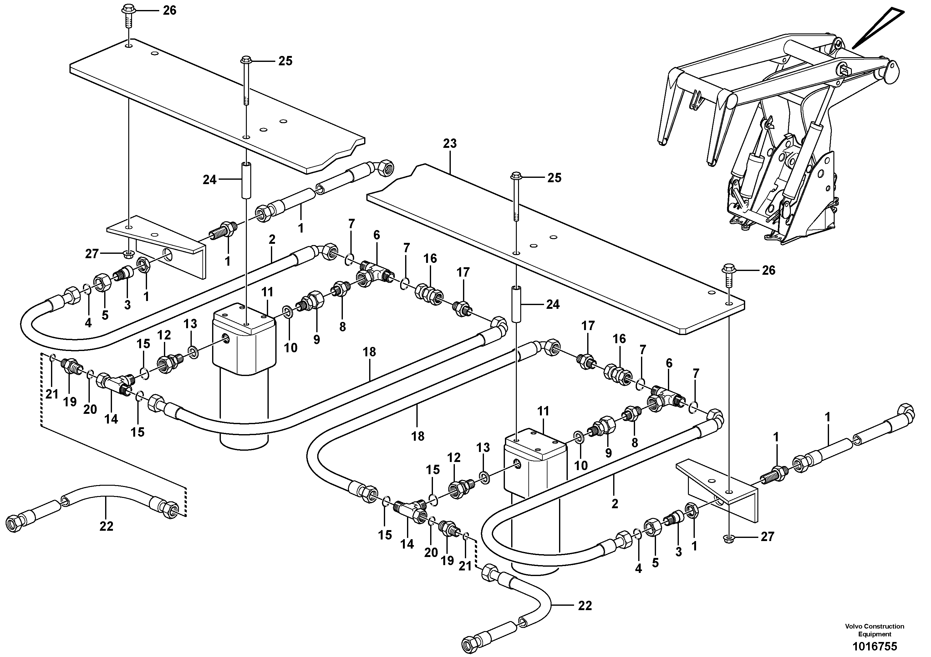 Working hydraulics, lift arm  SER NO 5692 - — volvo parts diagram
