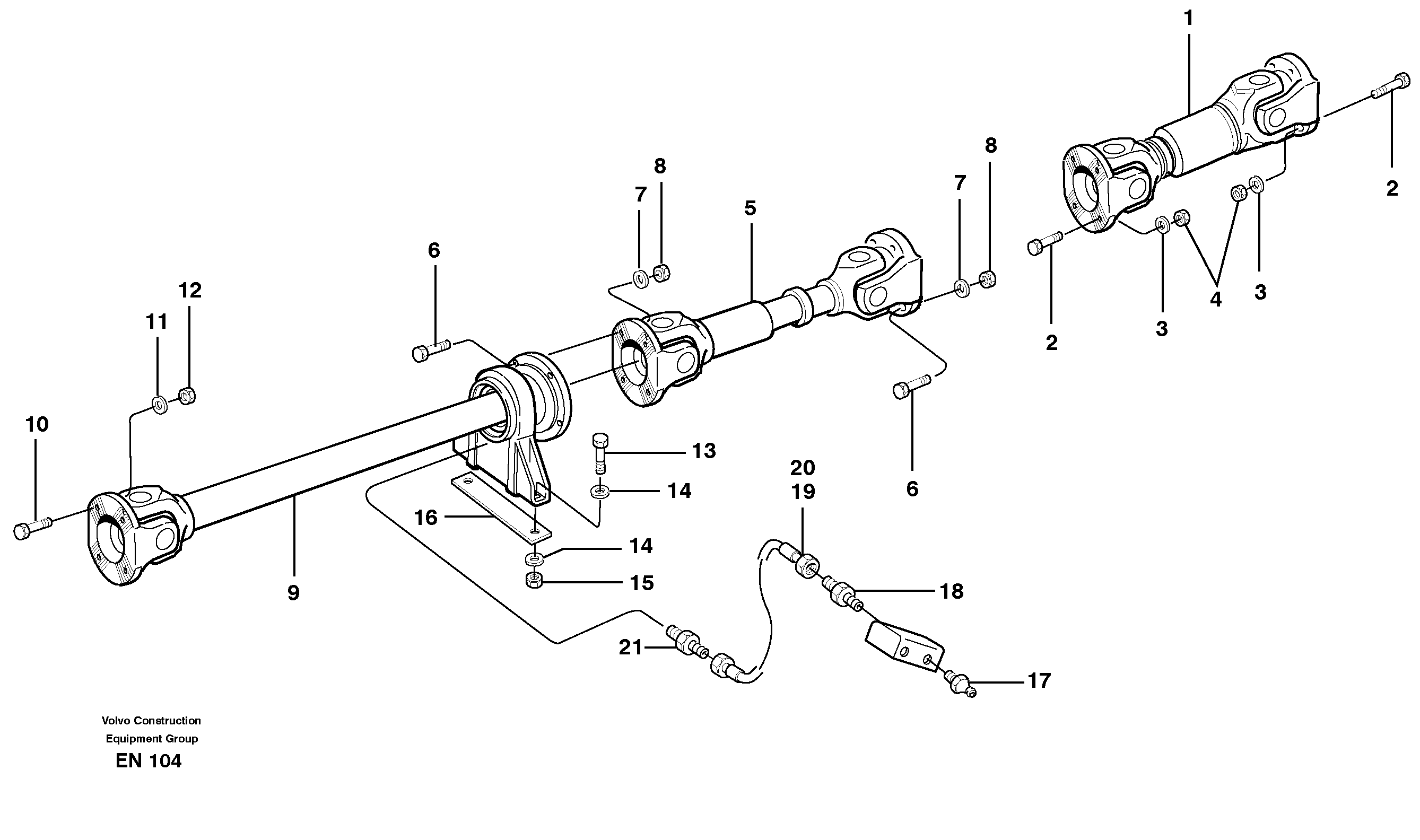 Propeller shafts with fitting parts — volvo parts diagram