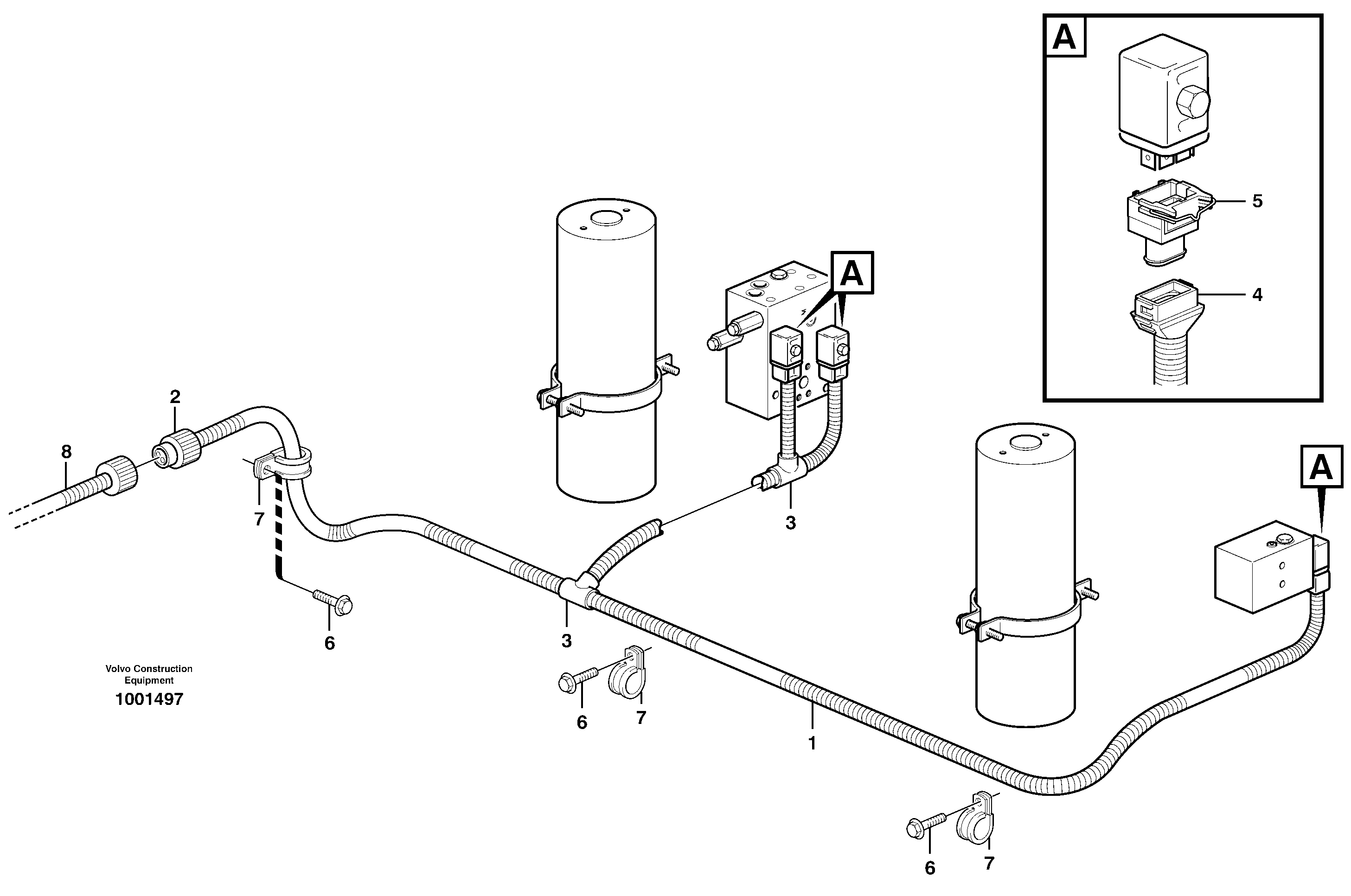 Cable harness, boom suspension system — volvo parts diagram