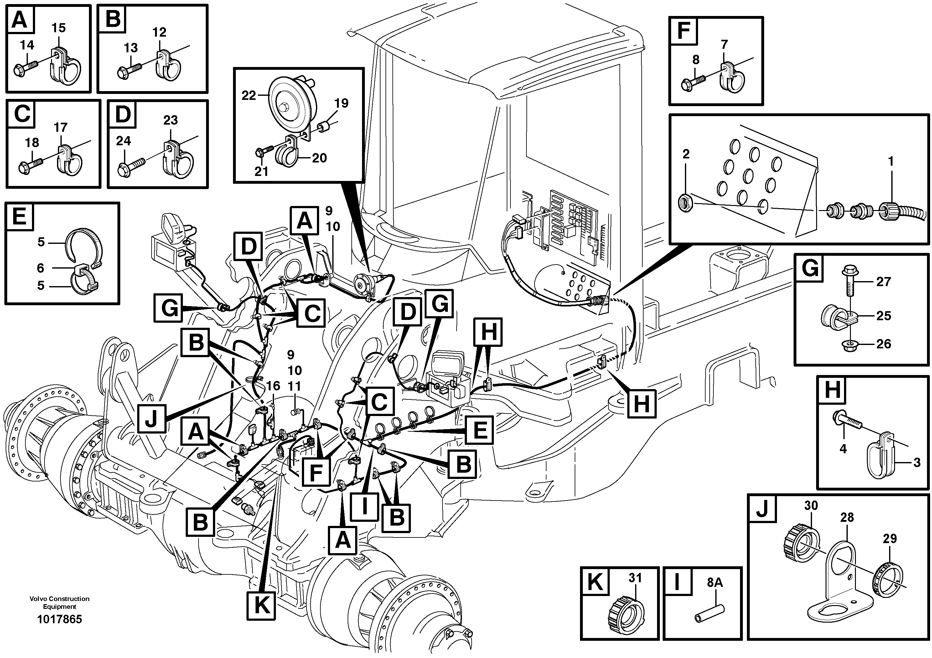 Front cable harness with assembly parts — volvo parts diagram