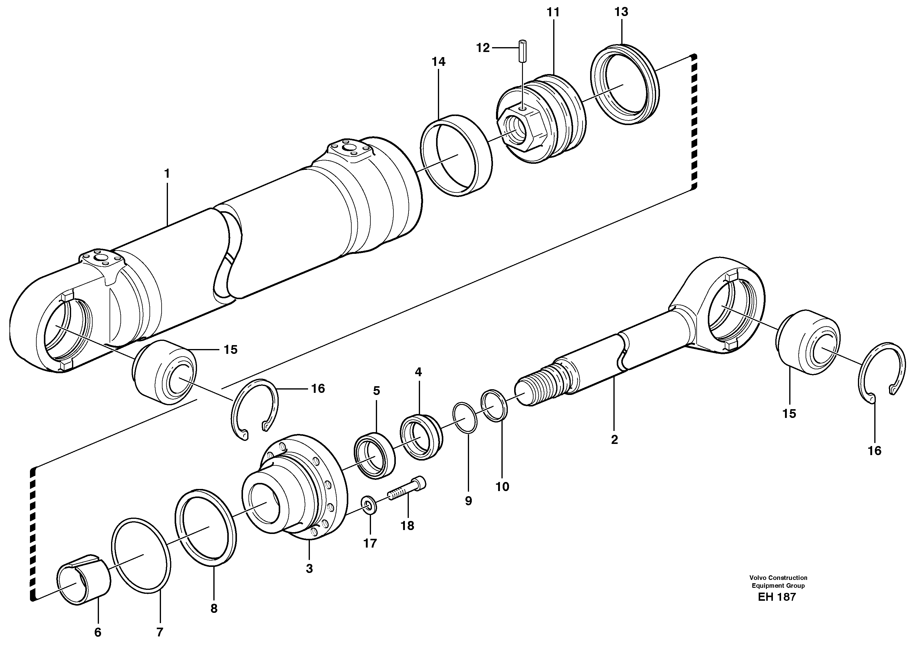 Hydraulic cylinder, tilting  SER NO - 5085 — volvo parts diagram