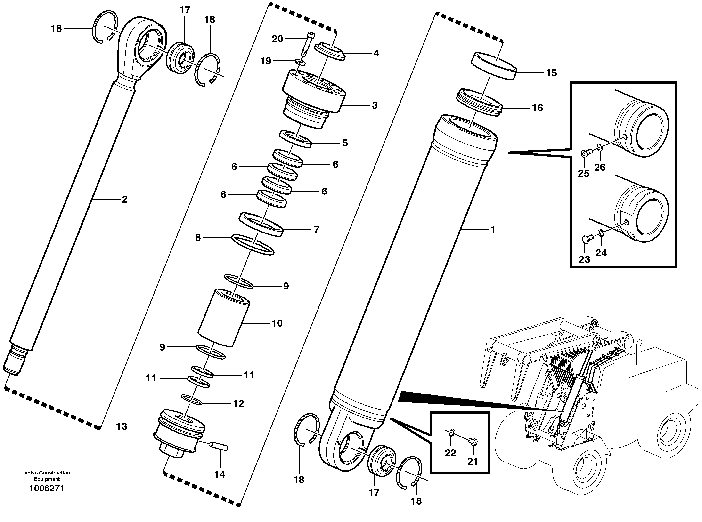 Hydraulic cylinder, lifting  SER NO 5086 - — volvo parts diagram