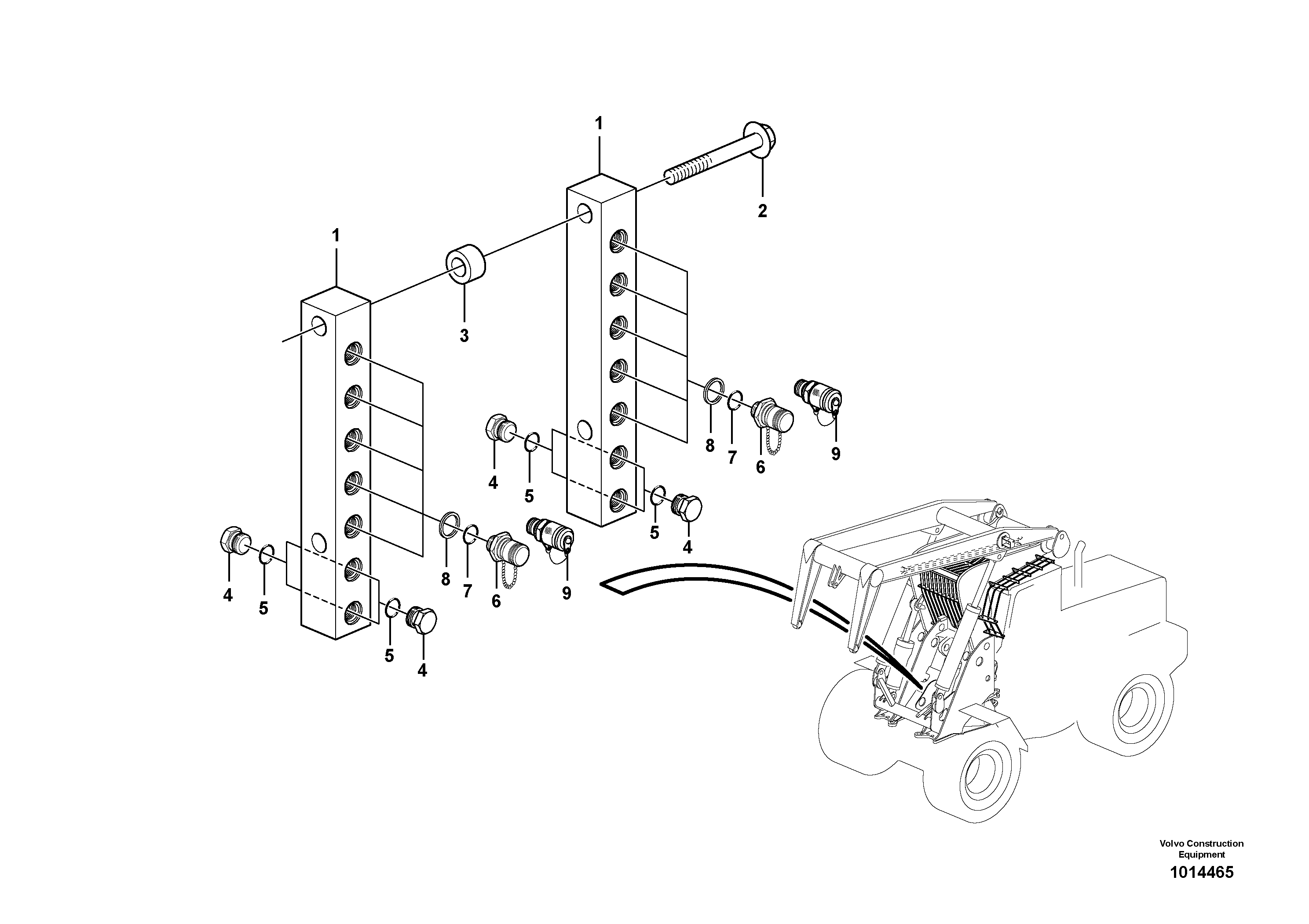 Testing block with fitting parts — volvo parts diagram