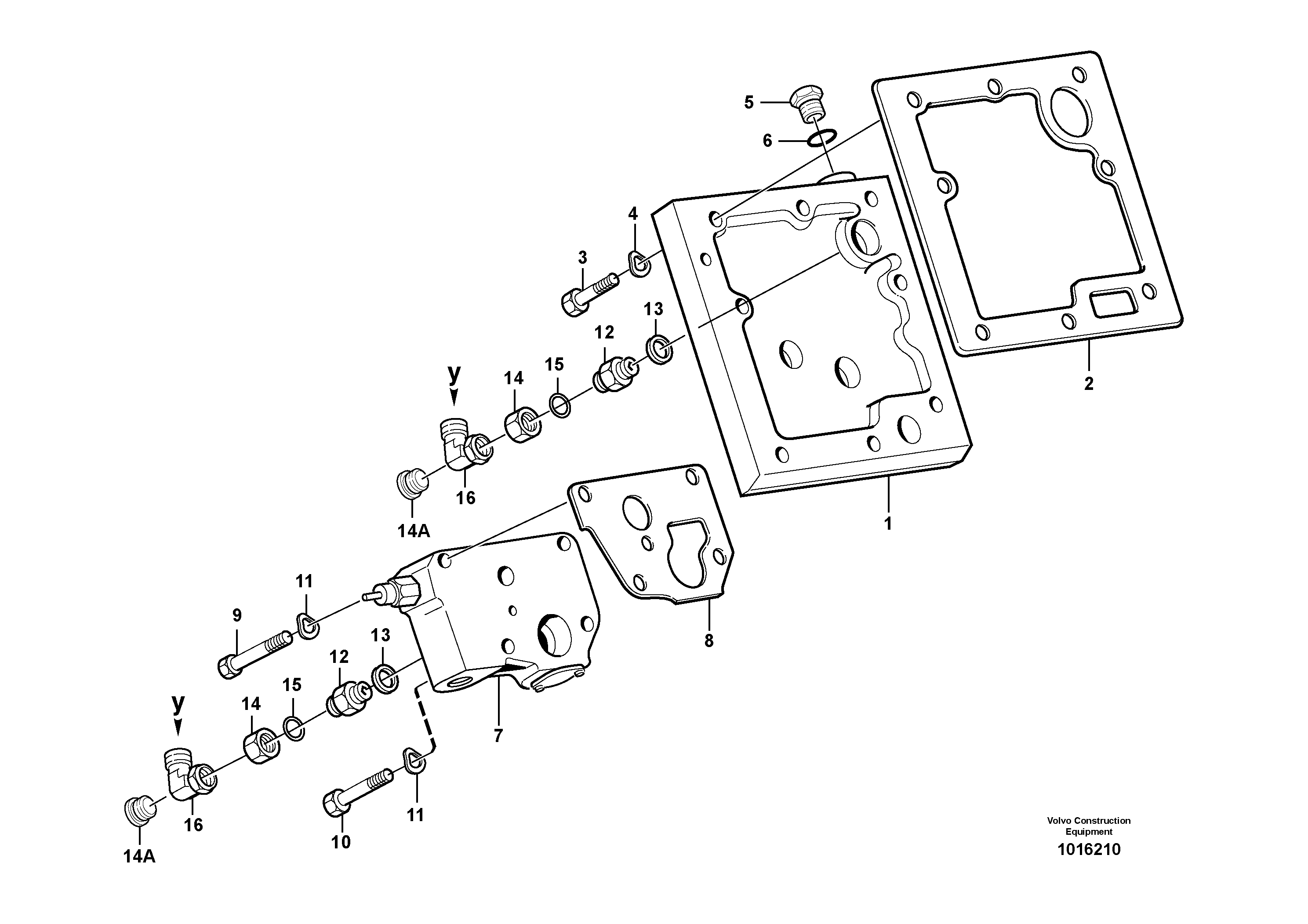 Lubricating oil valve with fitting parts — volvo parts diagram