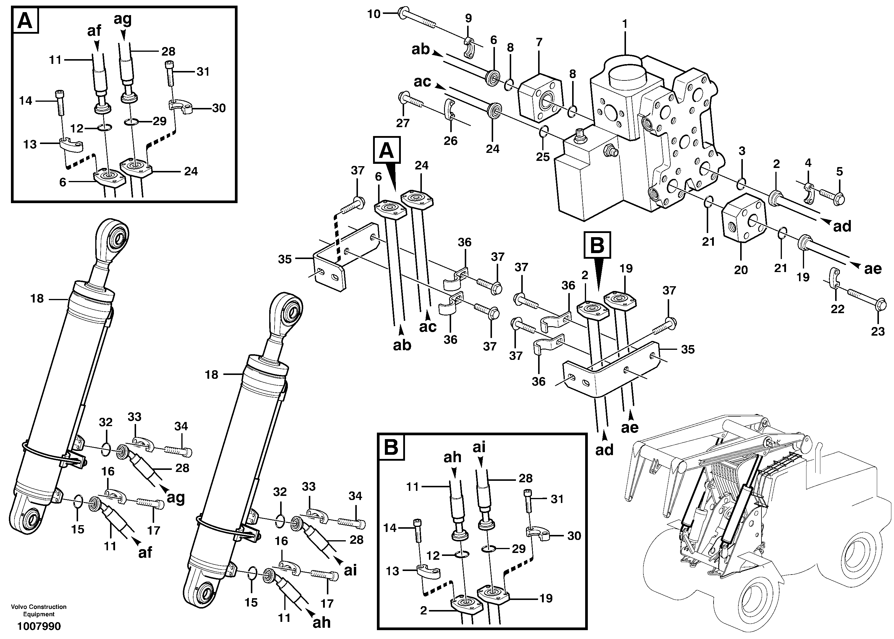 Working hydraulics, lift function — volvo parts diagram