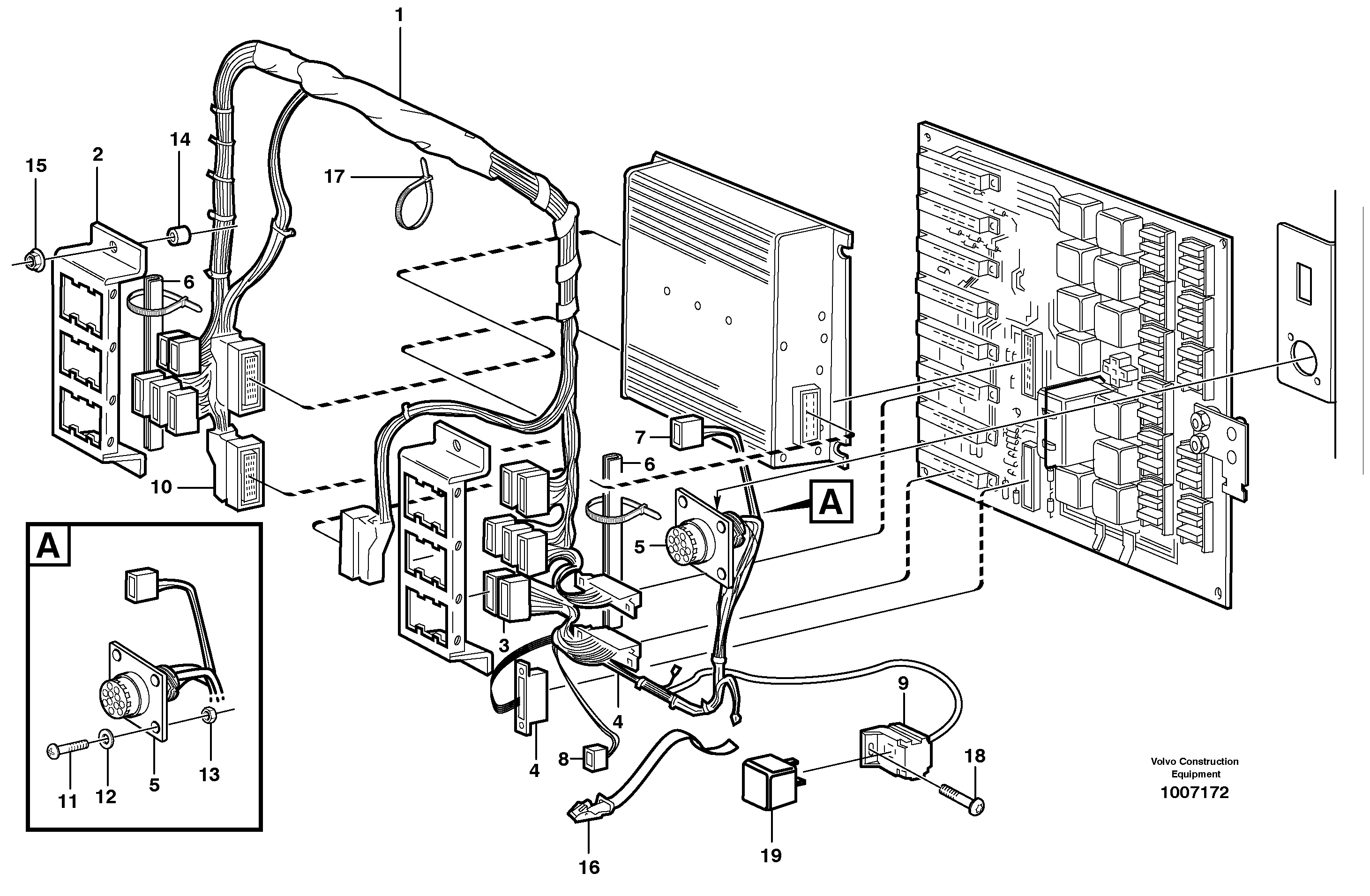 Electrical distribut.unitand cable harness  CAB 1026 - 1078 — volvo parts diagram