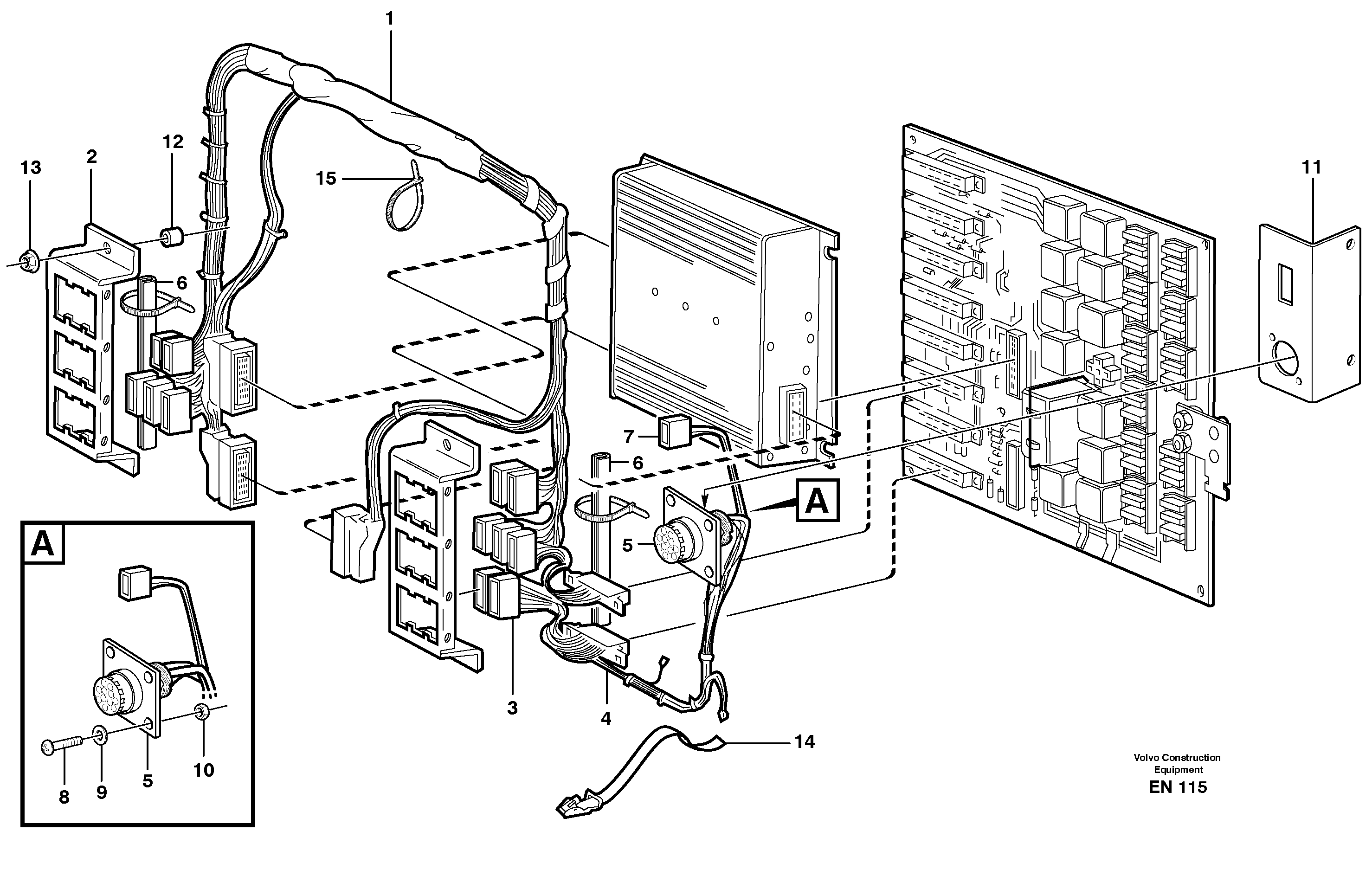 Electrical distribut.unitand cable harness  CAB - 1025 — volvo parts diagram