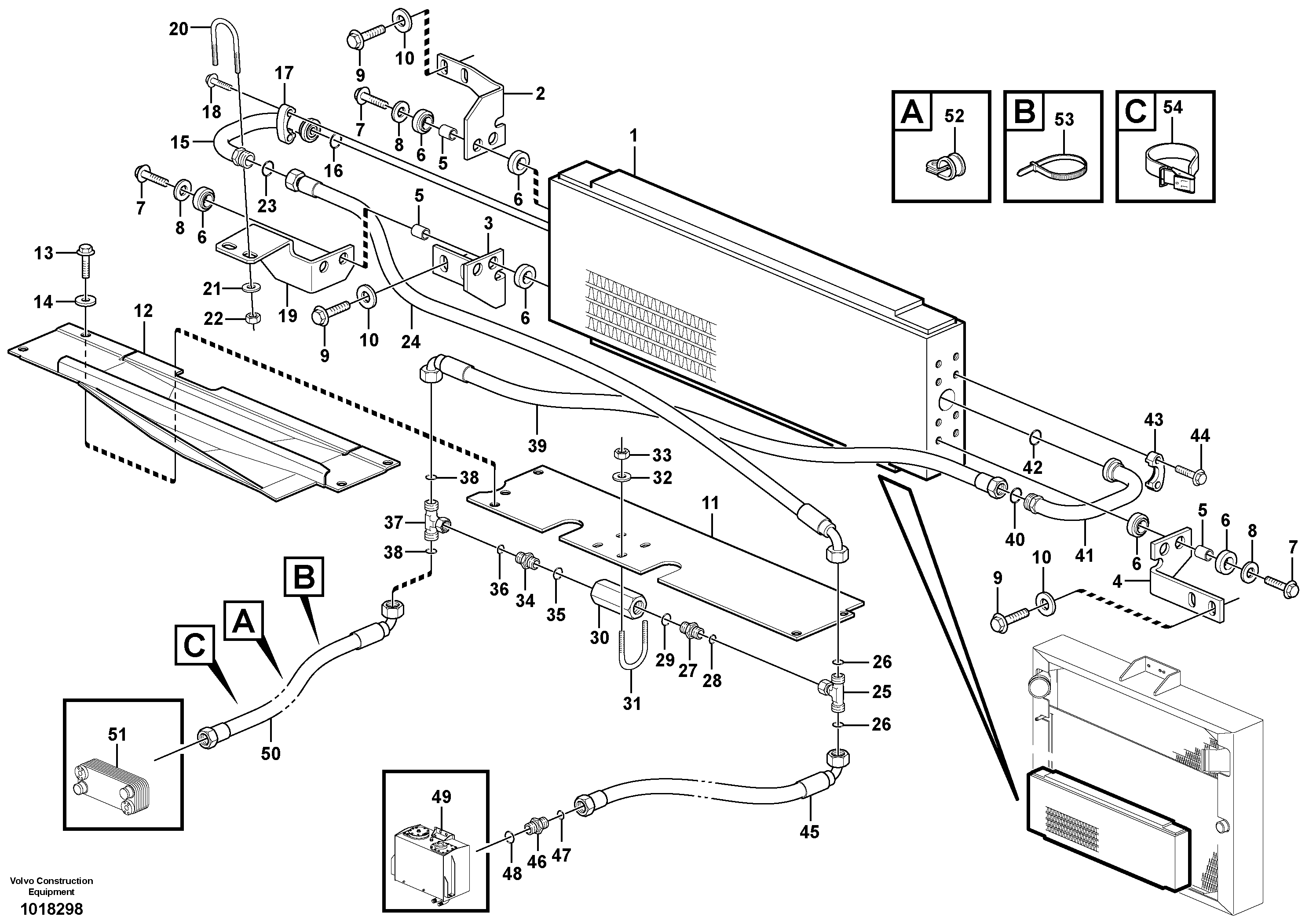 Hydraulic oil cooler 82771 — volvo parts diagram