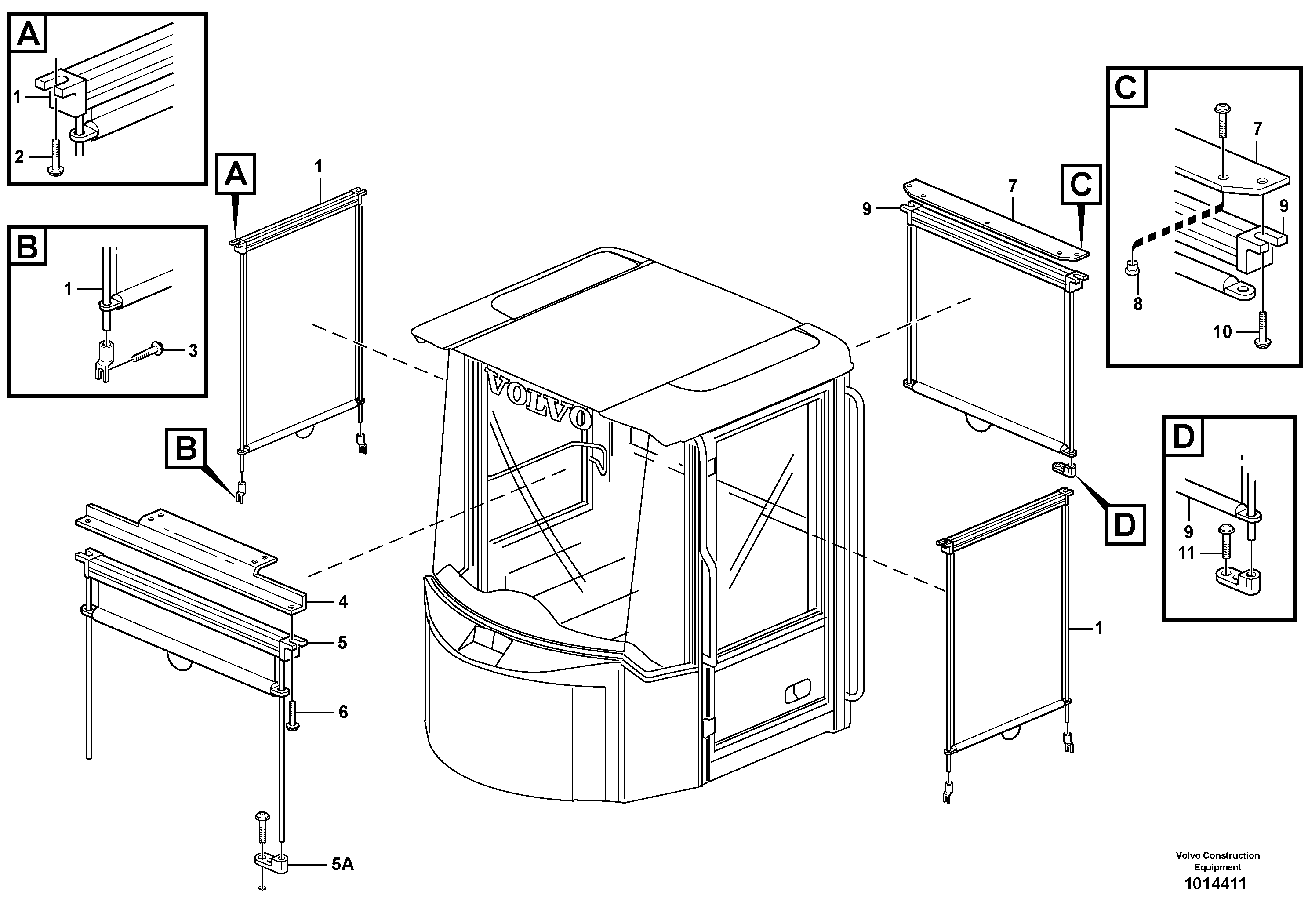 Interior components, sun blinds.  80307, 80308 — volvo parts diagram