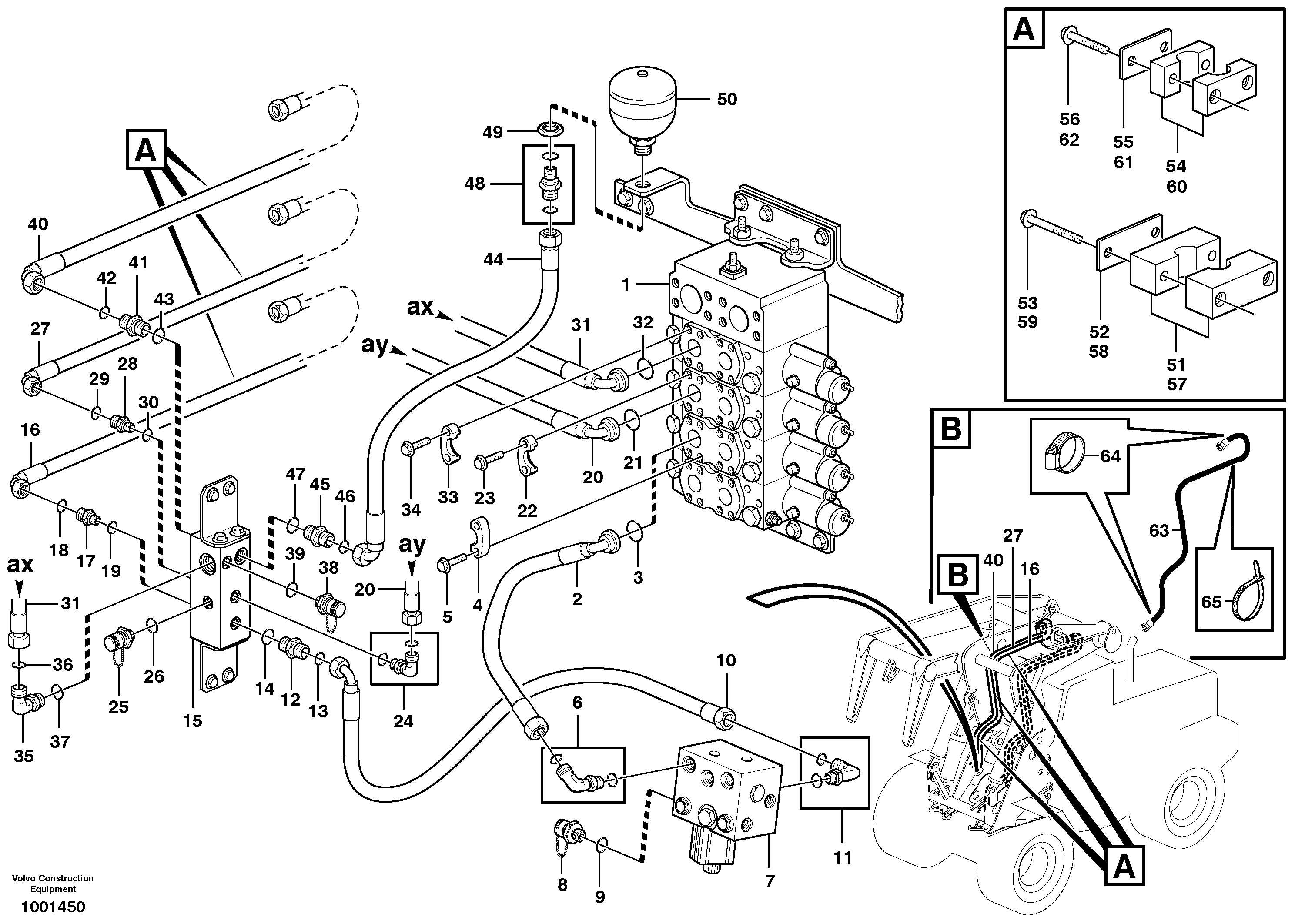 Working hydraulics, tilt arm  SER NO - 6628 — volvo parts diagram