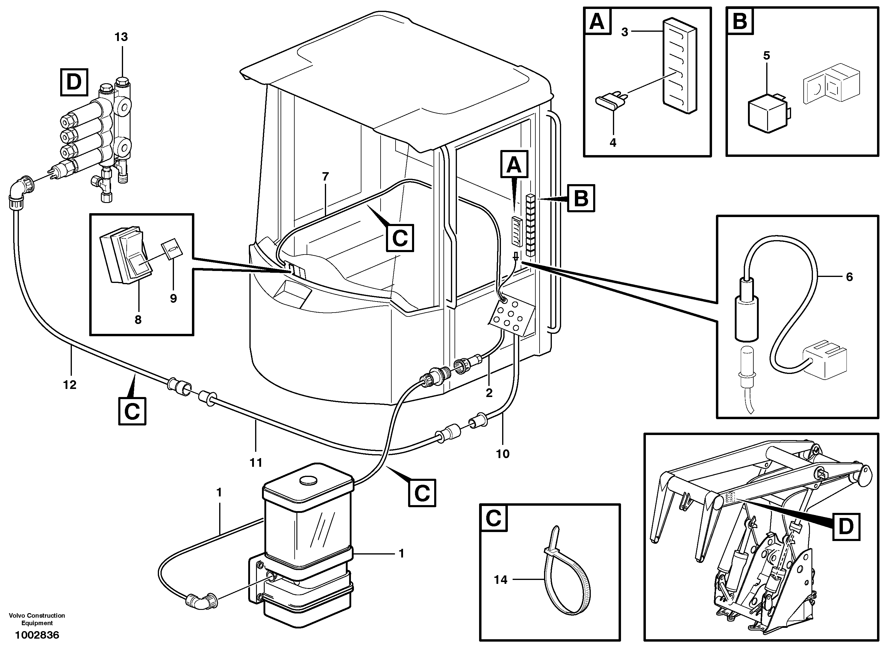 Cable harness for central lubrication — volvo parts diagram