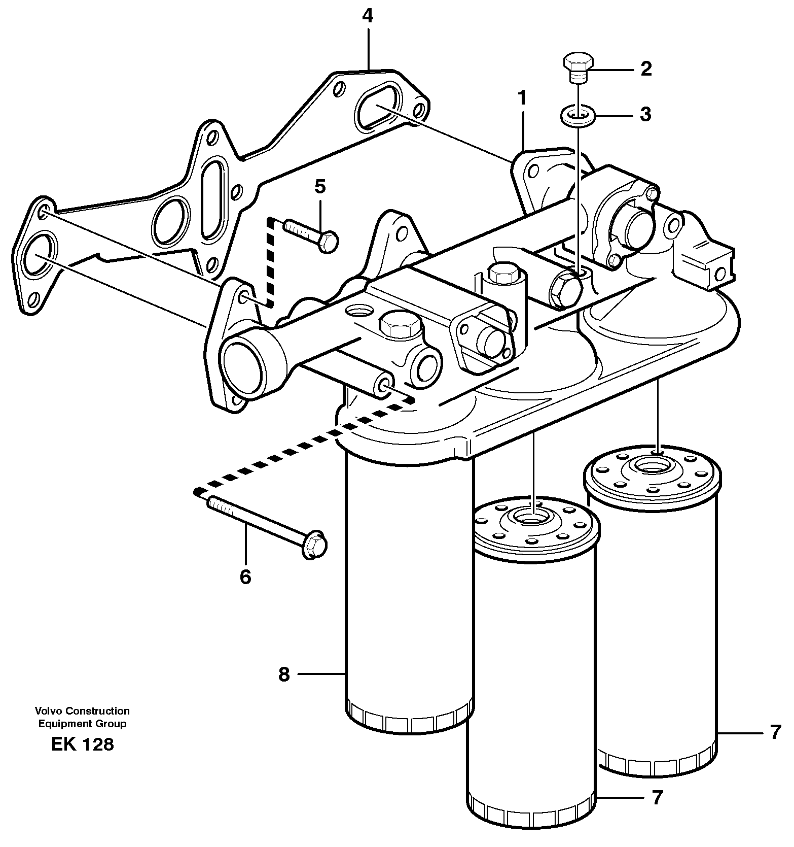 Oil filter with fitting parts  8188170 ENG 264482 - E PROD — volvo parts diagram