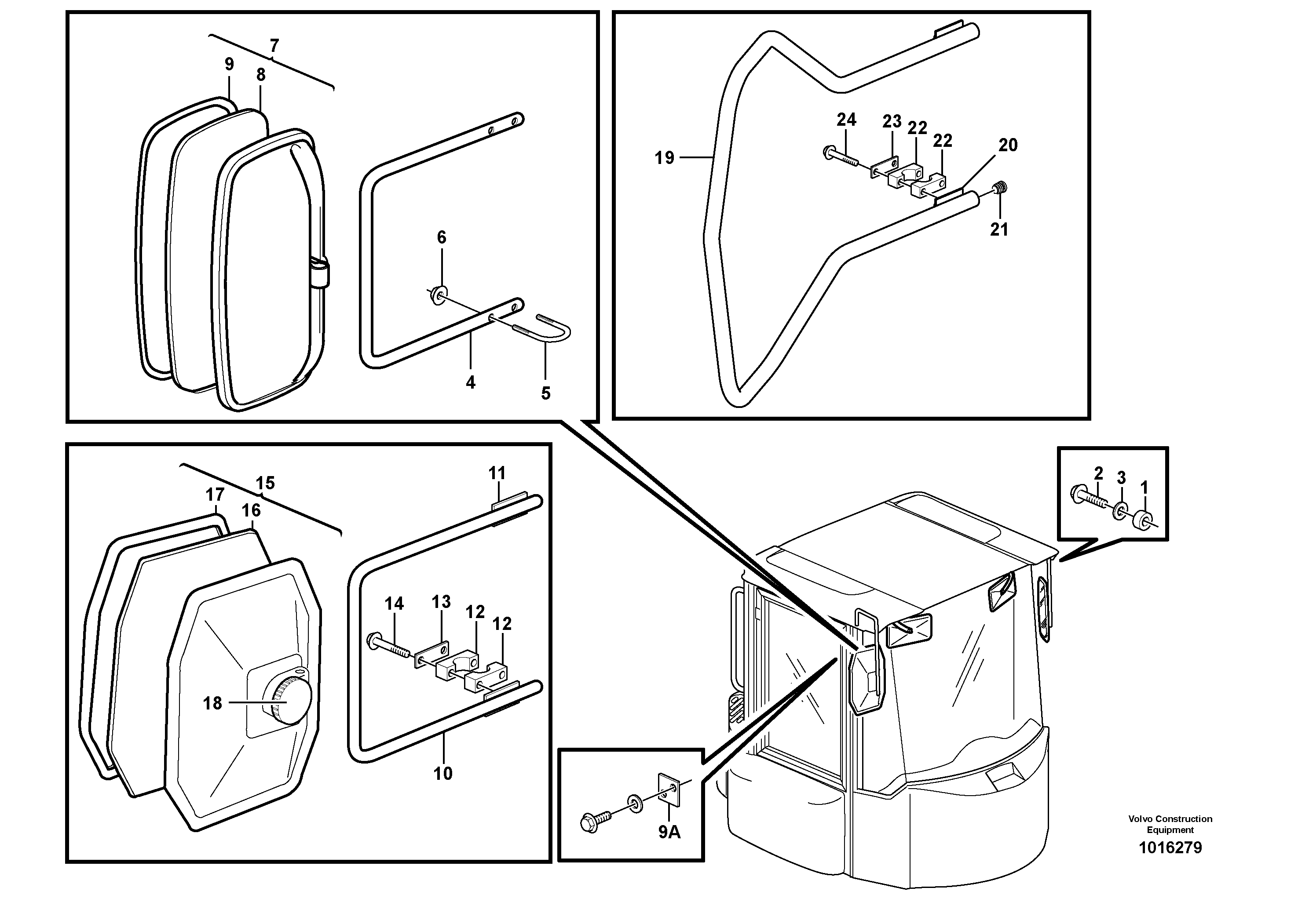 Rear view mirror — volvo parts diagram