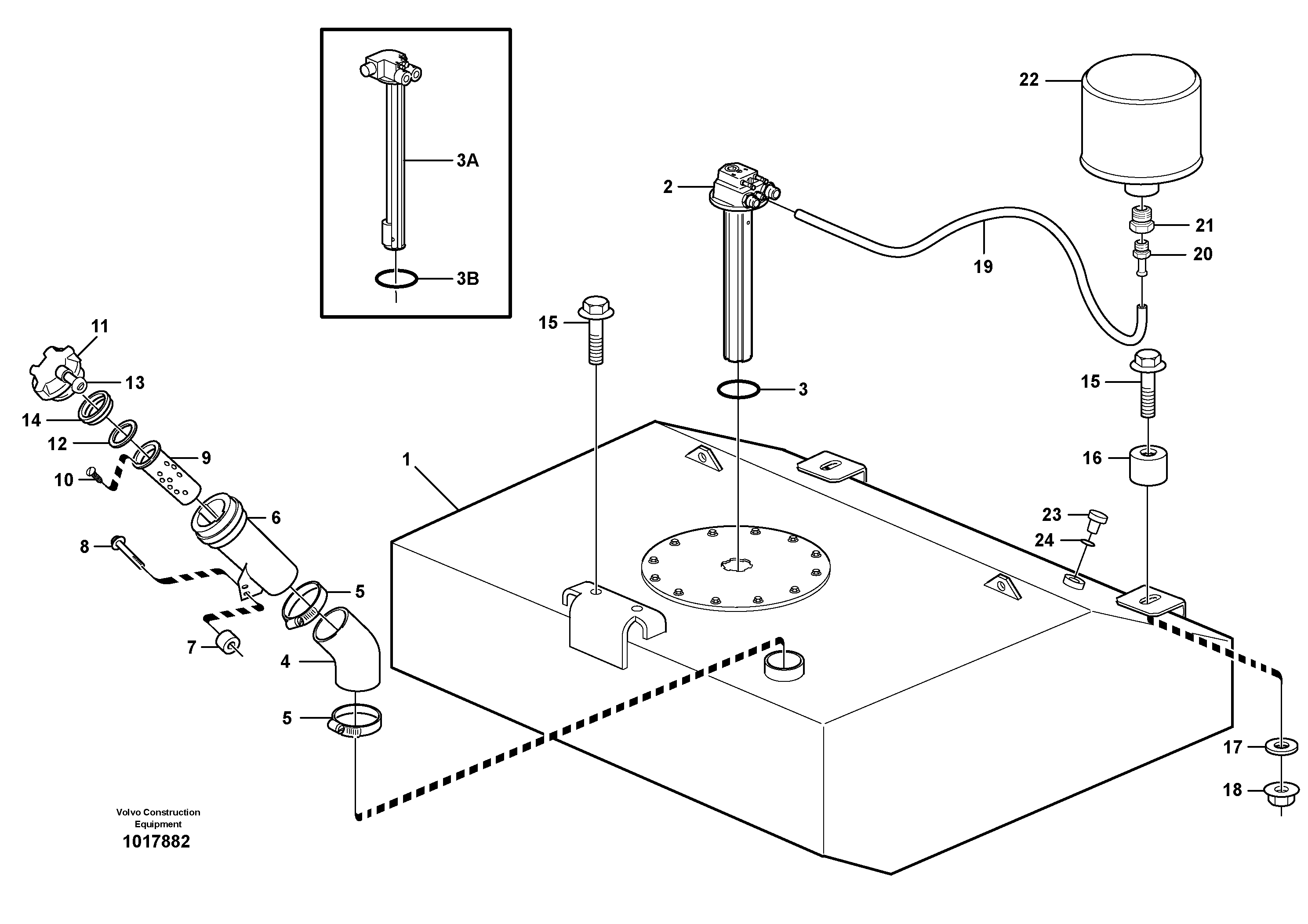Fuel tank with fitting parts — volvo parts diagram