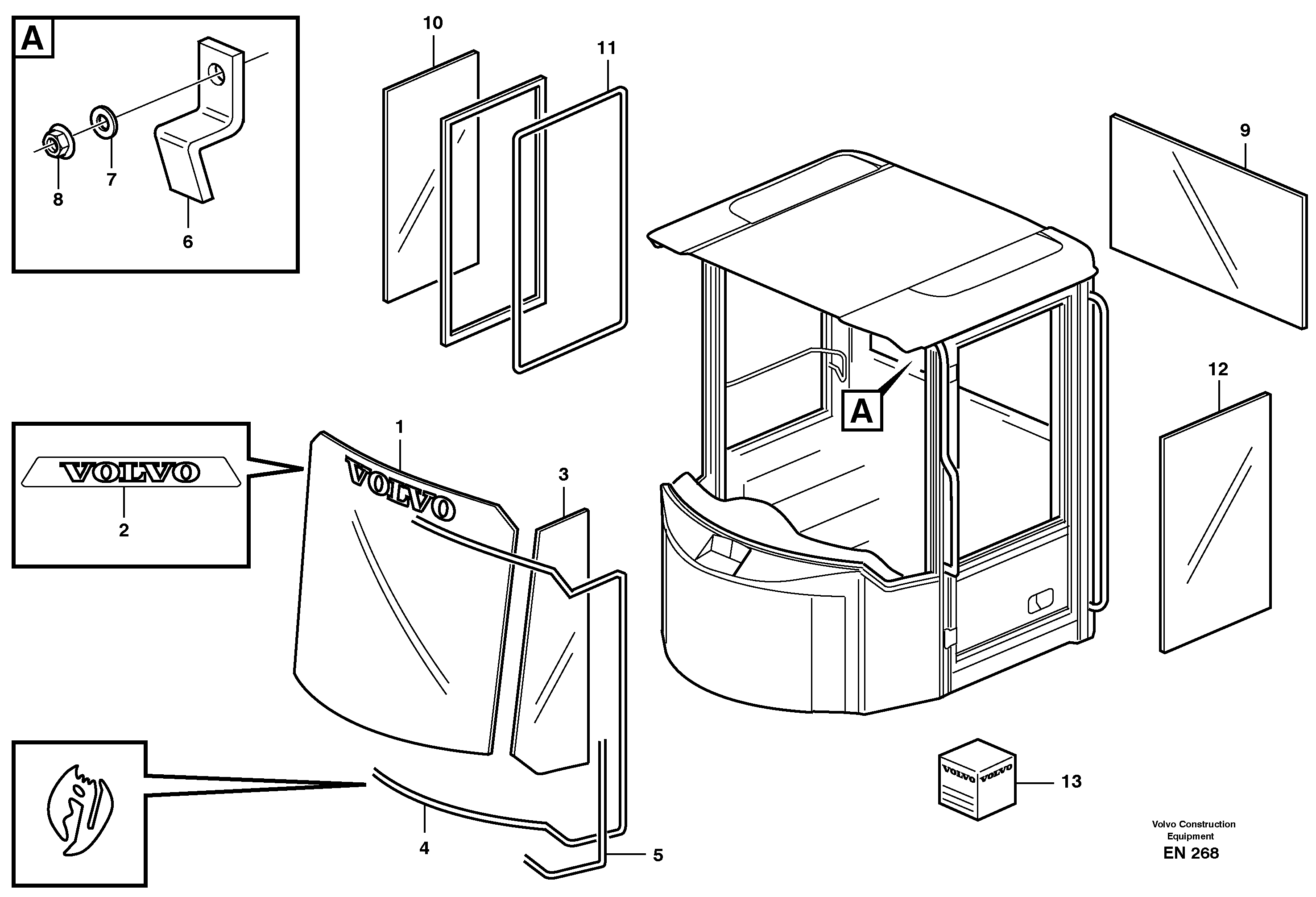 Glass panes — volvo parts diagram
