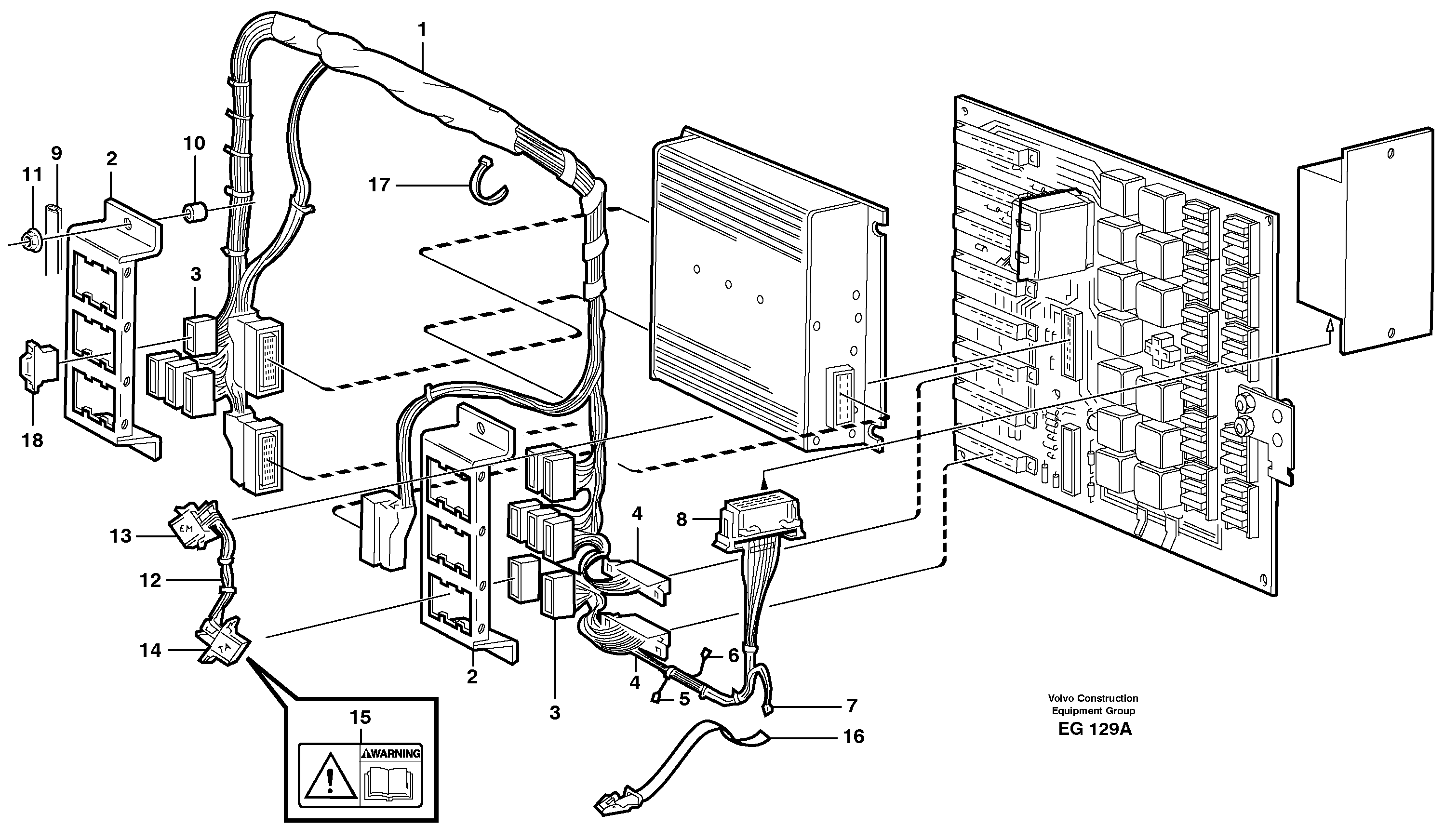 Electrical distribution unit and cable harness — volvo parts diagram