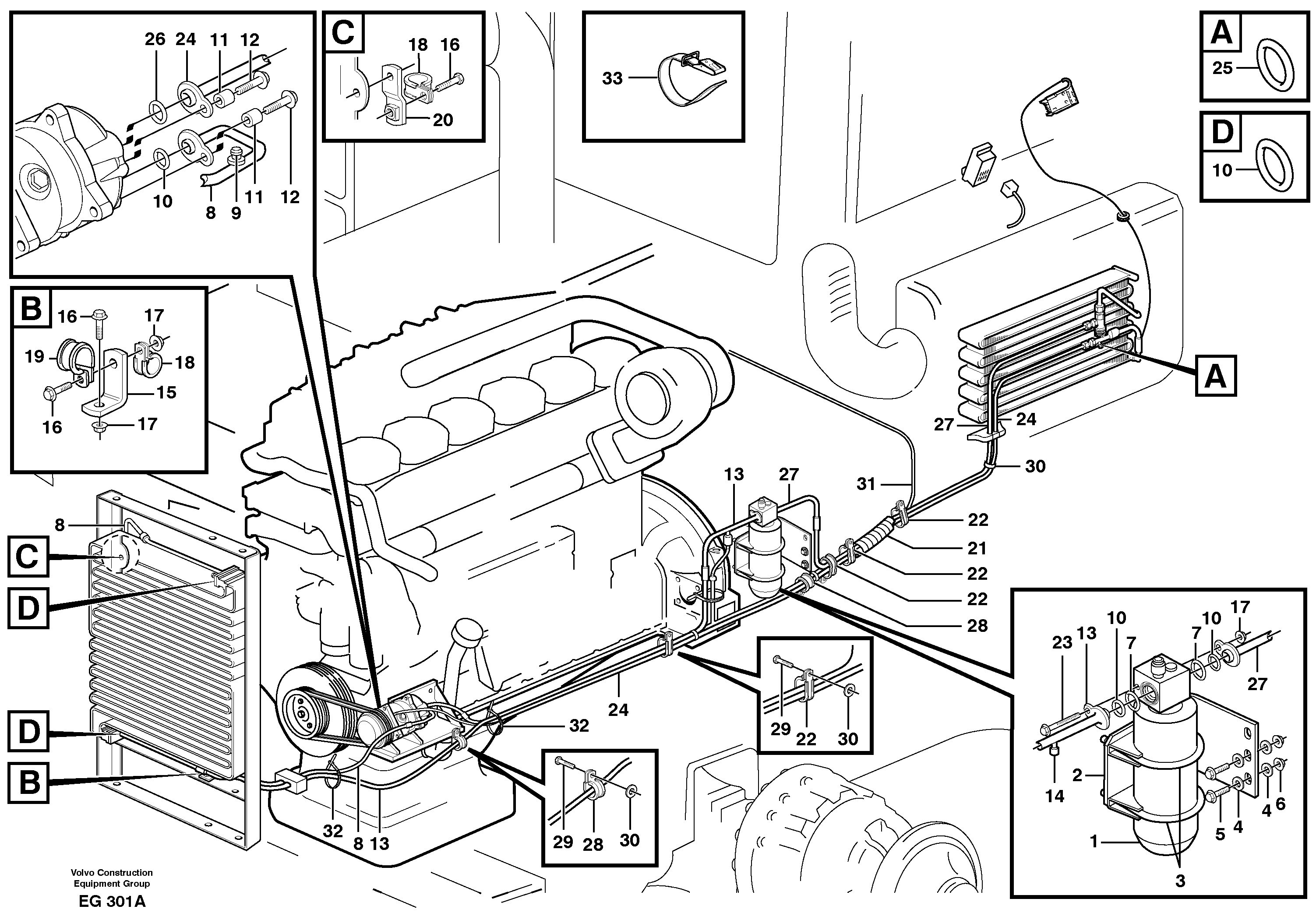 Assembly of hose: evaparator, receiver drier and condenser.  80240, 80241 — volvo parts diagram