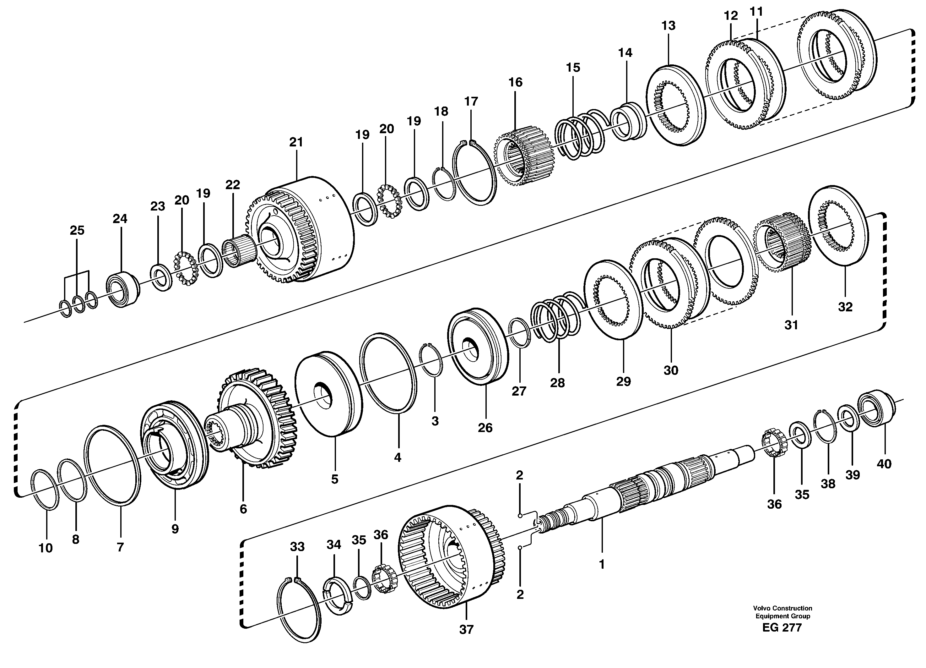 Hydraulic clutch, forward / 1 st speed — volvo parts diagram