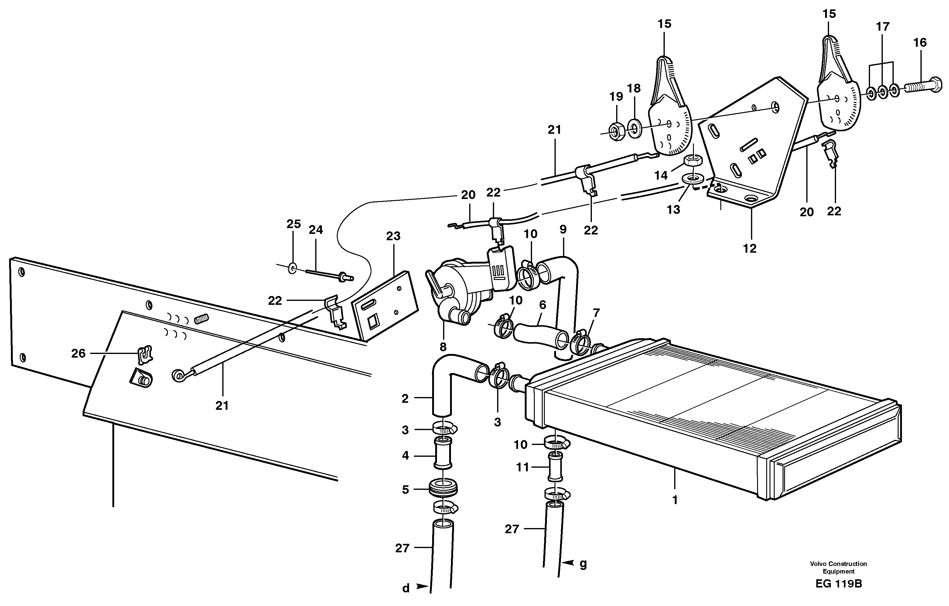 Radiator and control — volvo parts diagram