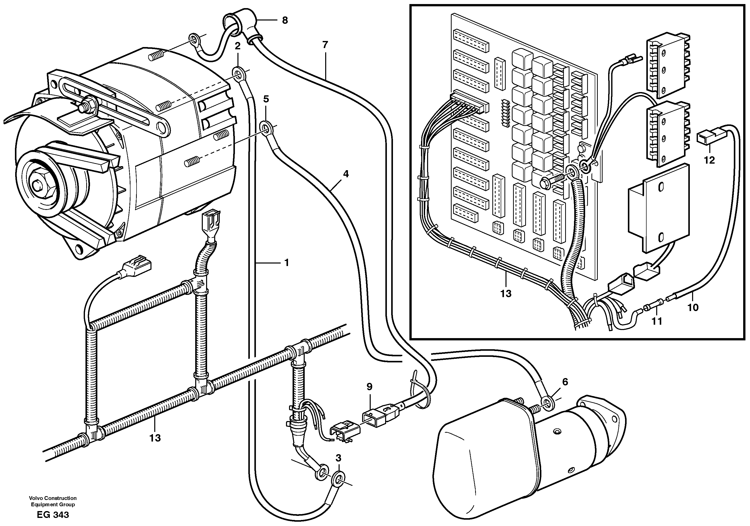 Cable harnesses, alternator 100A.  80331 — volvo parts diagram