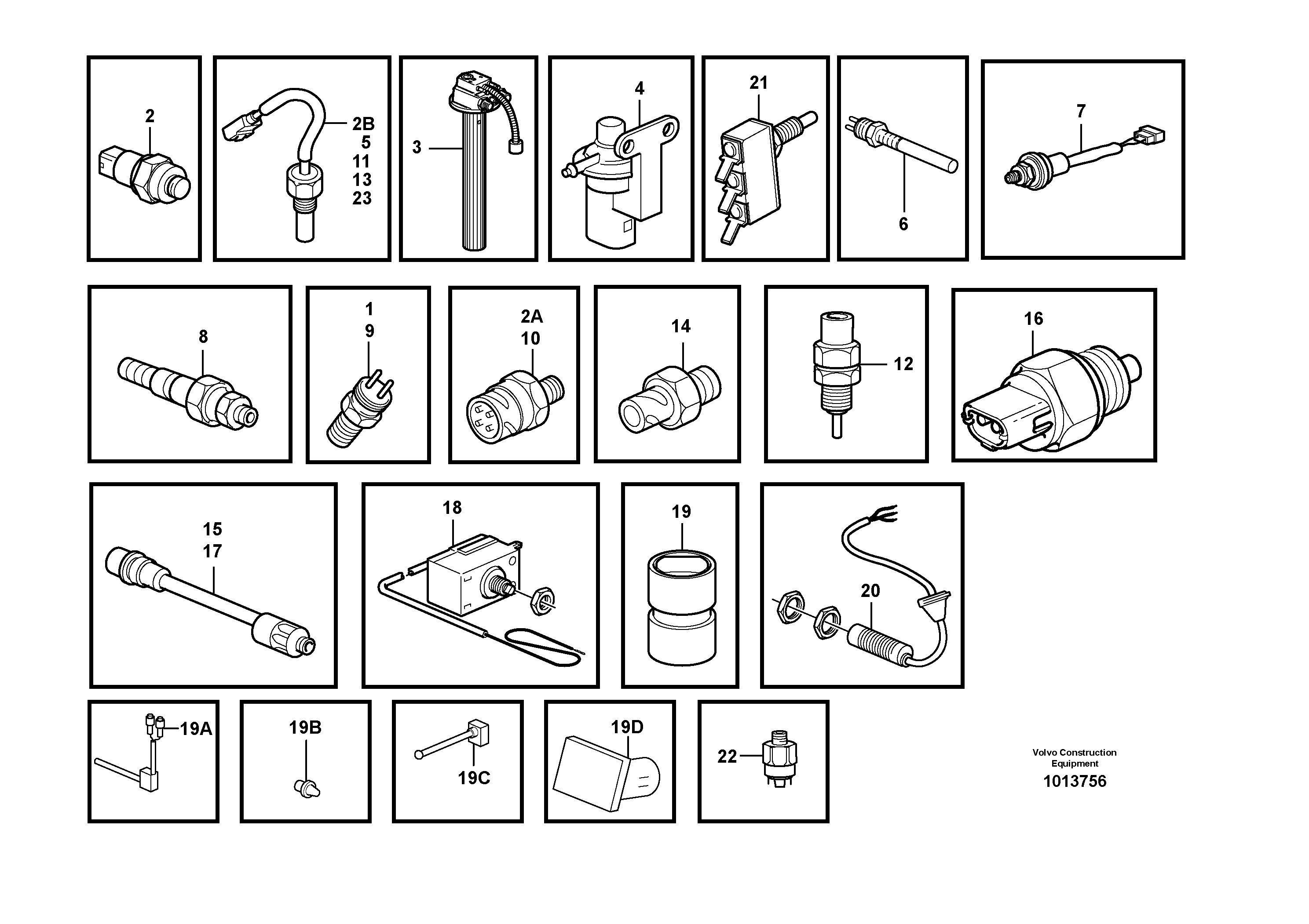 Sensors, reference list — volvo parts diagram