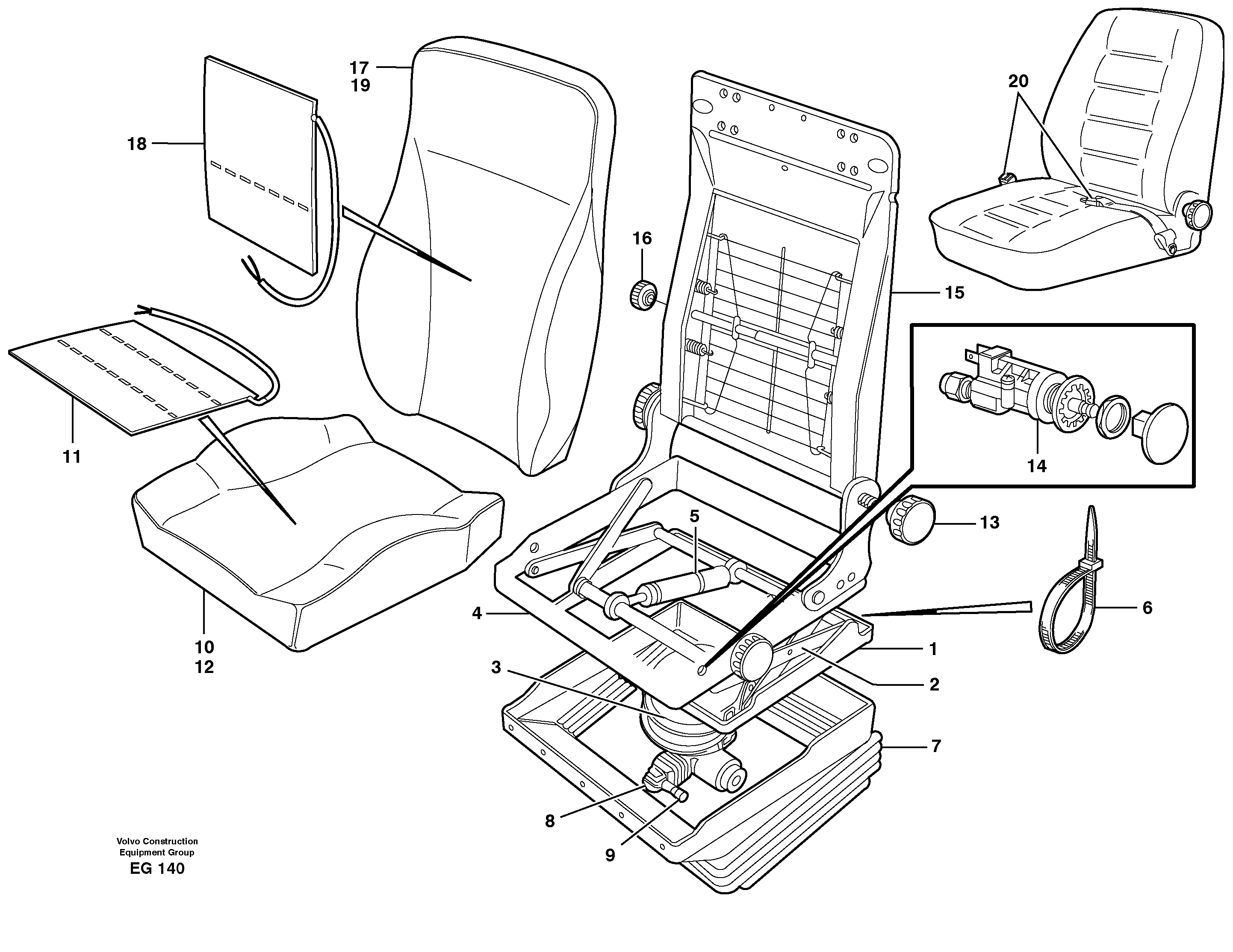 Driver's seat.  80572 — volvo parts diagram