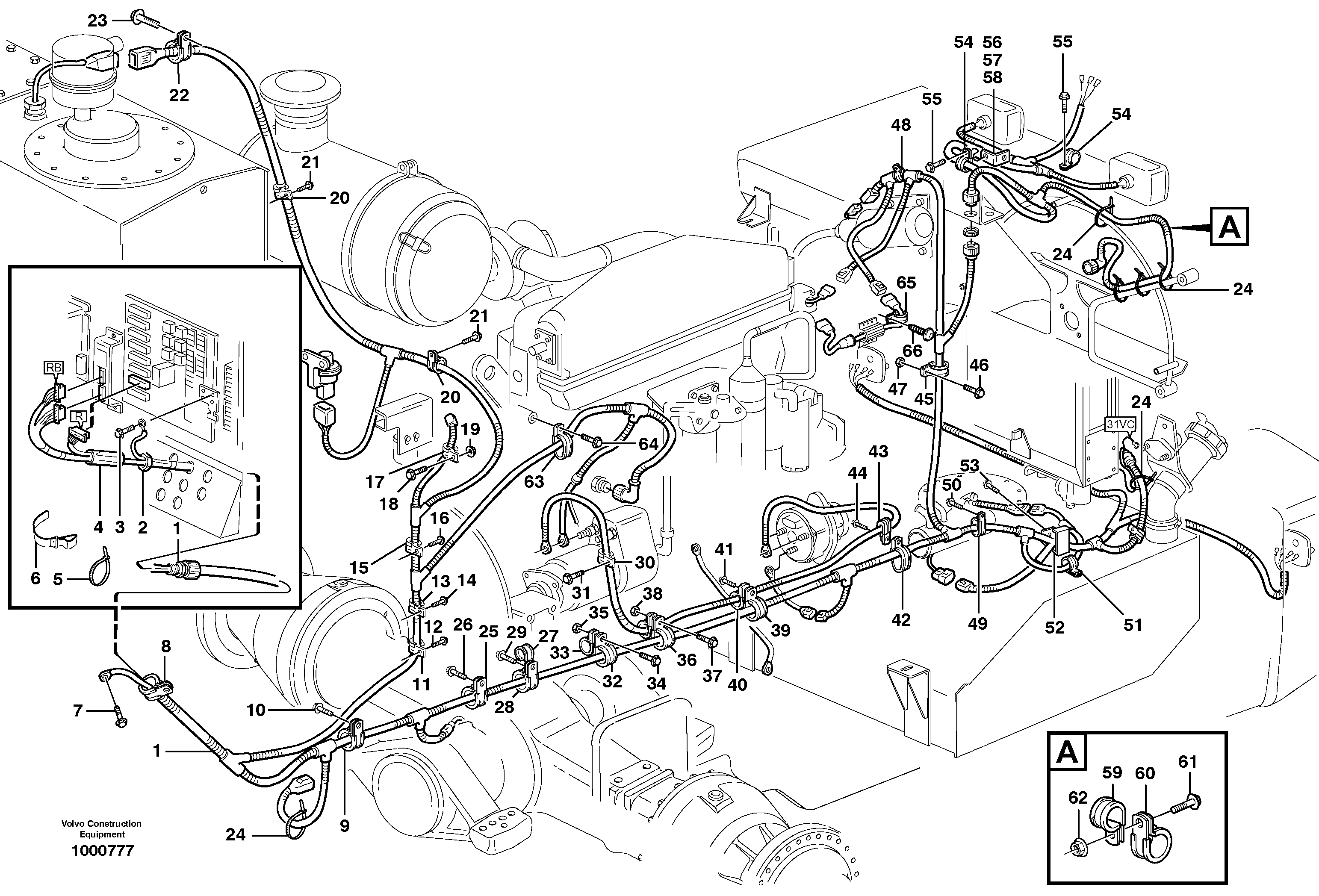 Cable harnesses, rear — volvo parts diagram