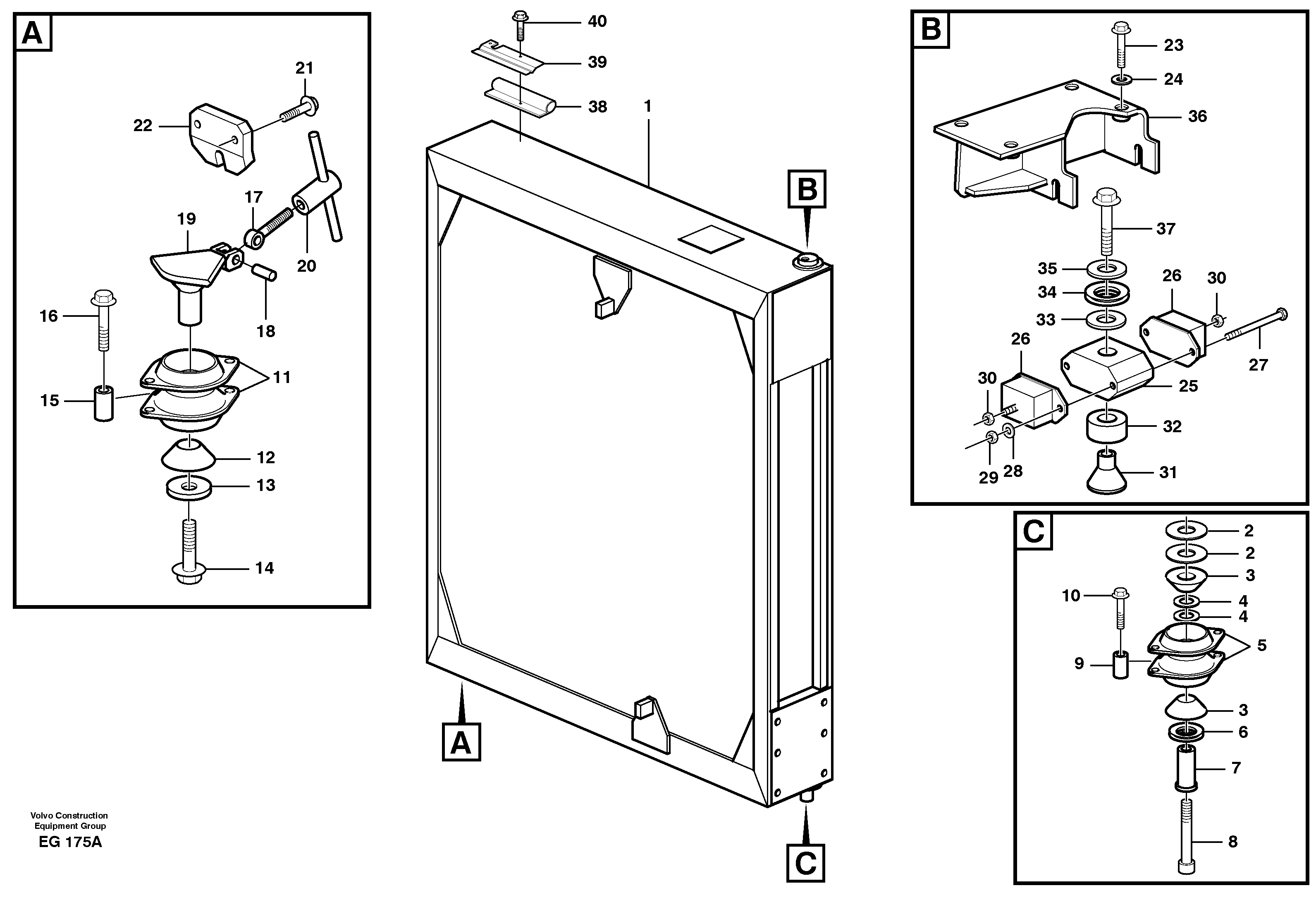 Radiator with fitting parts — volvo parts diagram