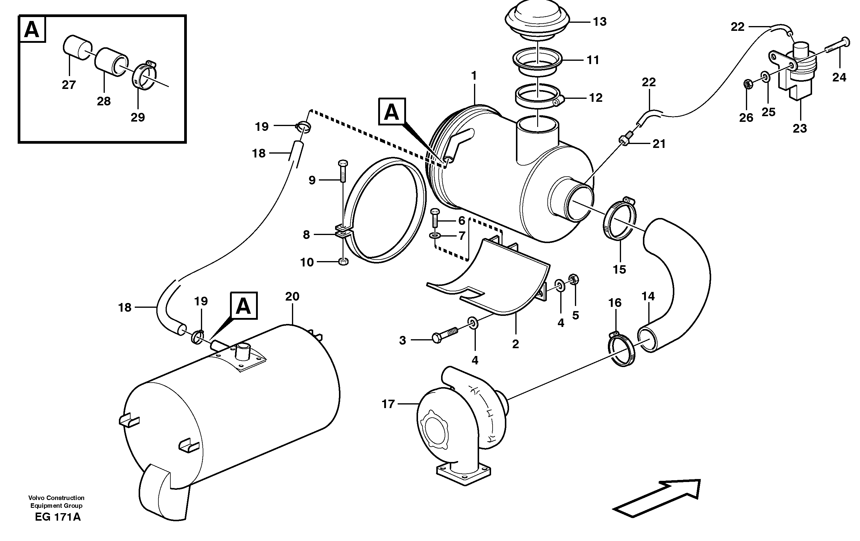 Air filter with fitting parts — volvo parts diagram