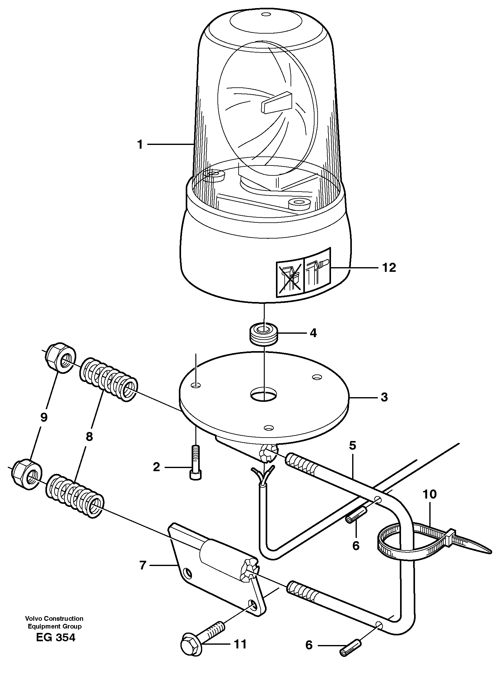 Revolving warning light.  93799 — volvo parts diagram